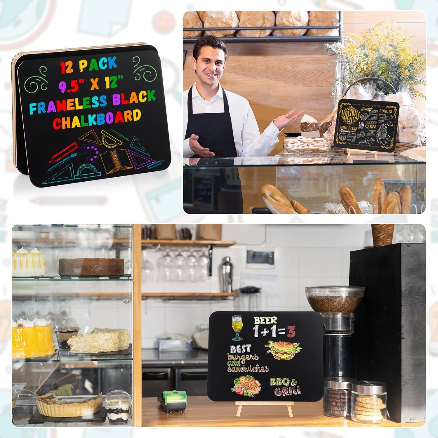 Juego de 12 Pizarras Negras de Madera Humyoun 30x24 cm