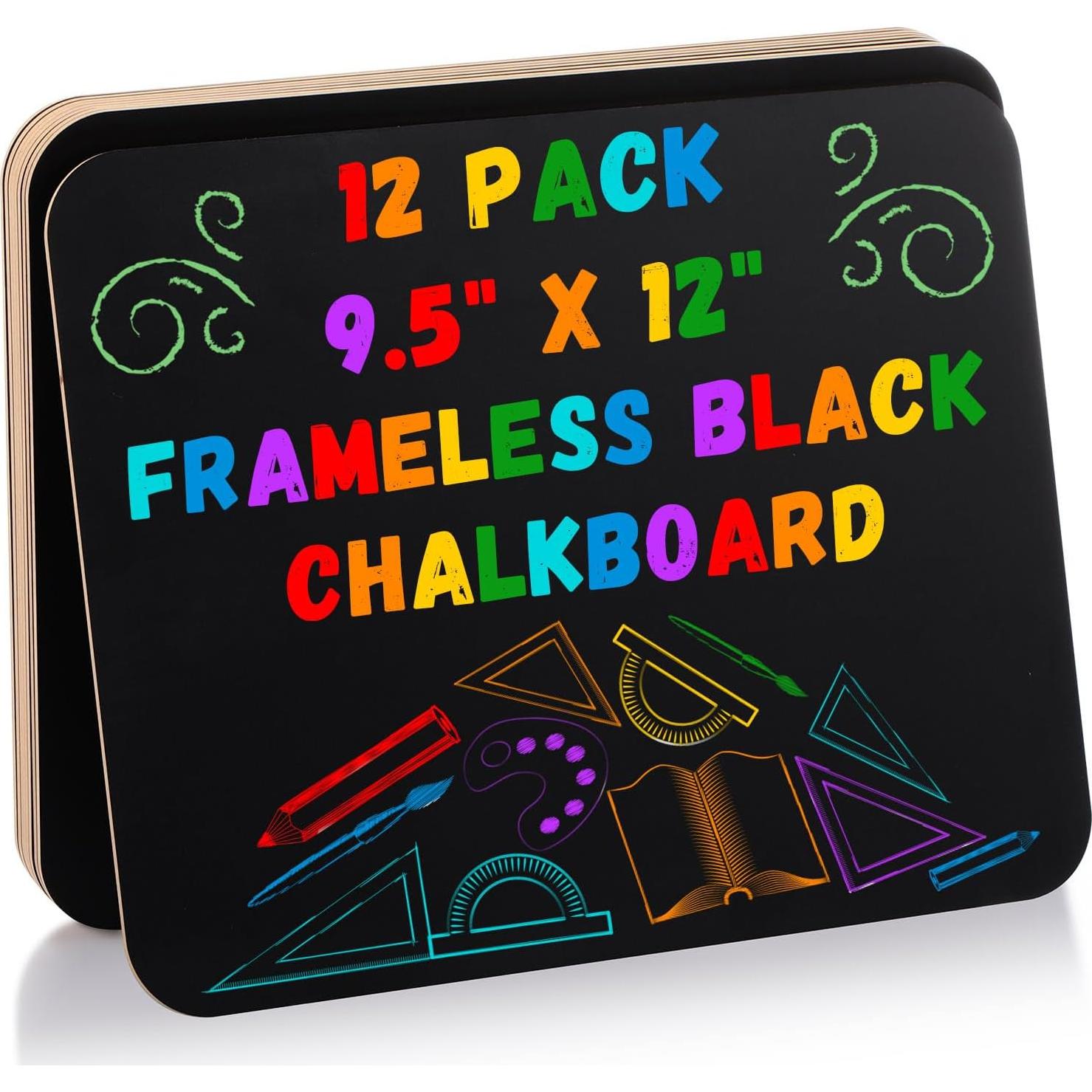 Juego de 12 Pizarras Negras de Madera Humyoun 30x24 cm