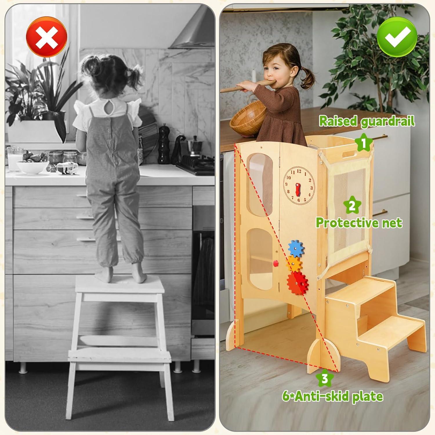 Torre de Cocina Plegable Sinpedex para Niños con 2 Pasos