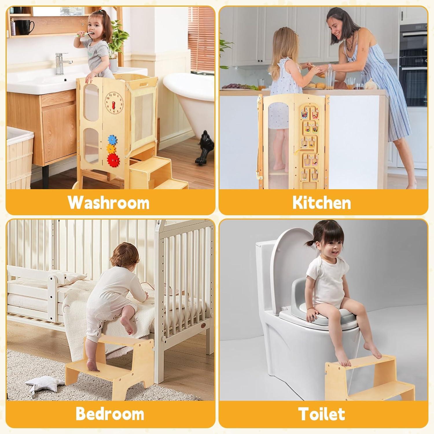 Torre de Cocina Plegable Sinpedex para Niños con 2 Pasos