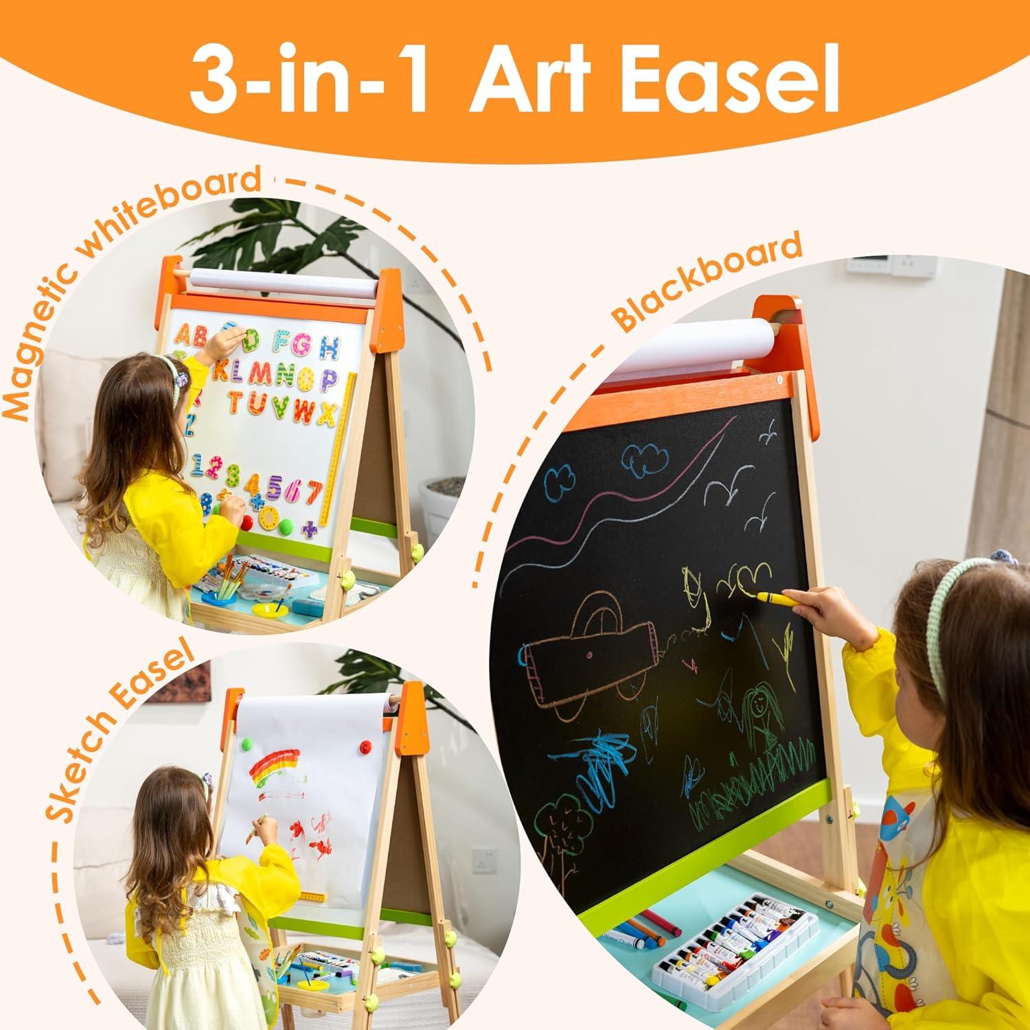 Caballete Ajustable 3 en 1 BPMFKID para Niños con Rollo de Papel