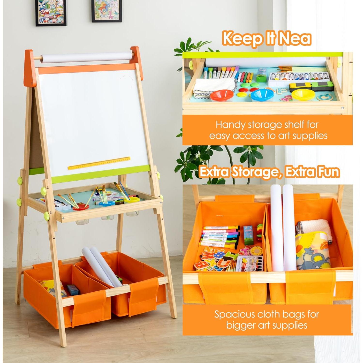 Caballete Ajustable 3 en 1 BPMFKID para Niños con Rollo de Papel