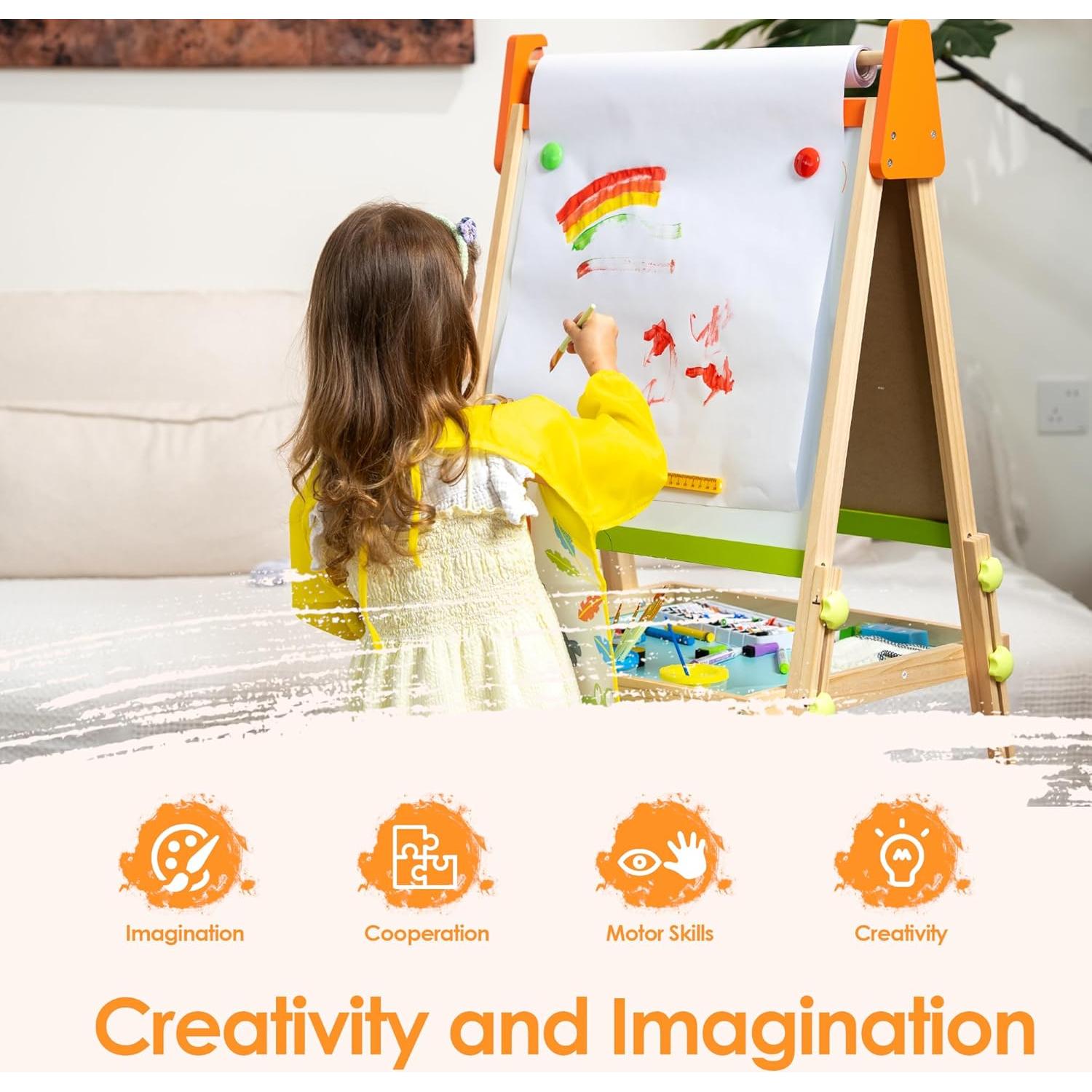 Caballete Ajustable 3 en 1 BPMFKID para Niños con Rollo de Papel