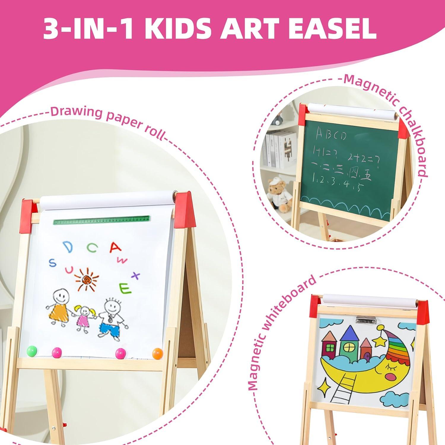 Caballete de Madera Ajustable Monleelnom para Niños 3-12 Años