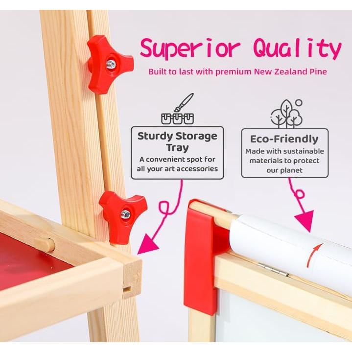 Caballete de Madera Ajustable Monleelnom para Niños 3-12 Años
