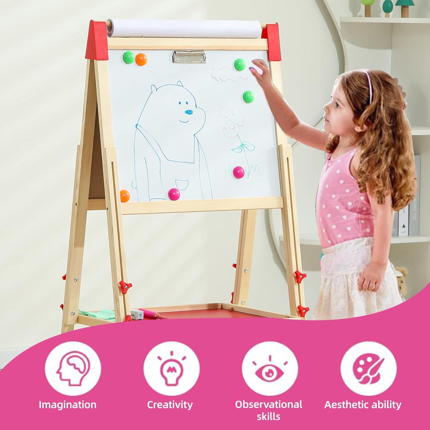 Caballete de Madera Ajustable Monleelnom para Niños 3-12 Años