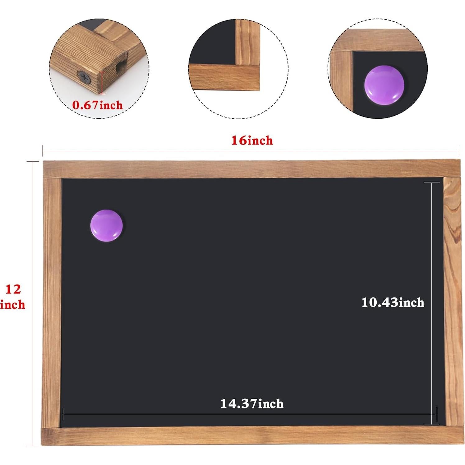 Pizarra Magnética TONICE 30x40 cm con Marco de Madera Rústica