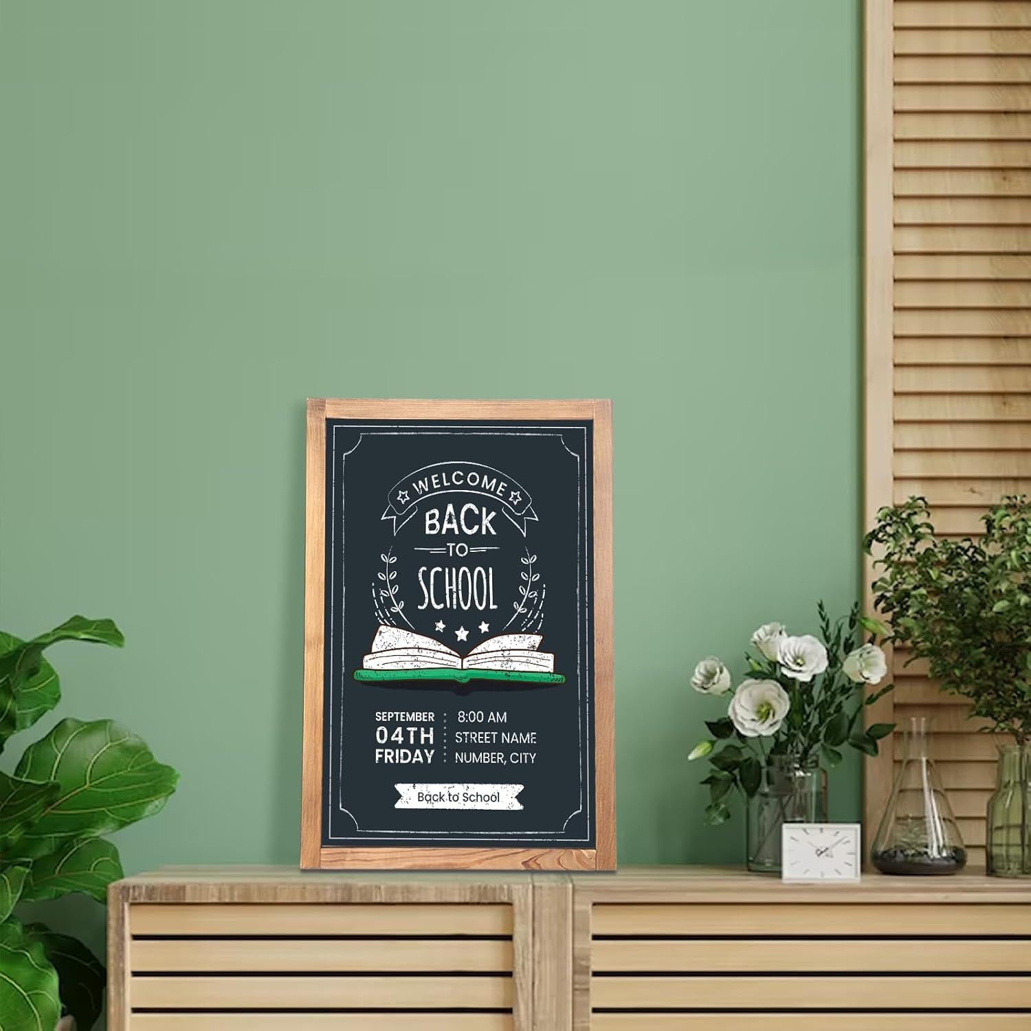 Pizarra Magnética TONICE 30x40 cm con Marco de Madera Rústica