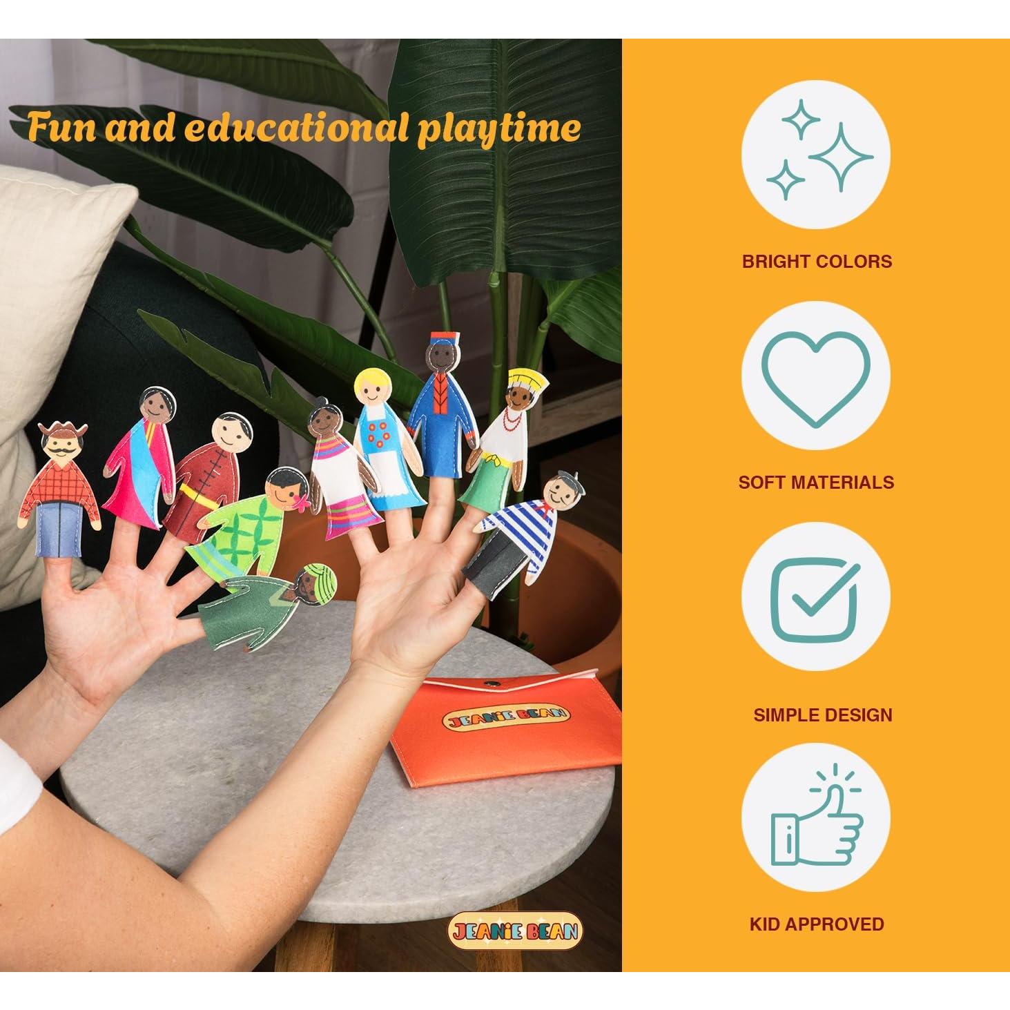 Títeres de dedo educativos Jeanie Bean - Juego de 10 piezas