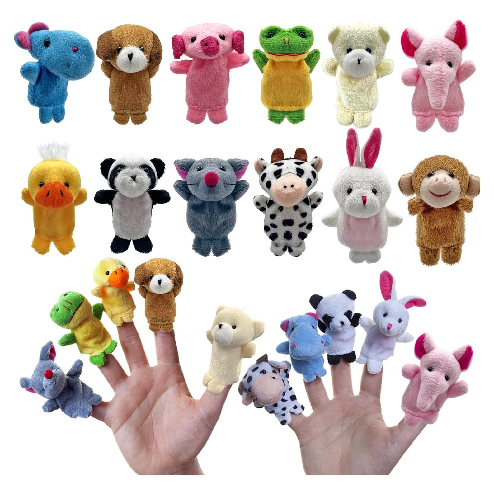 Juego de 12 Títeres de Dedo Animales de Peluche XIPEGPA