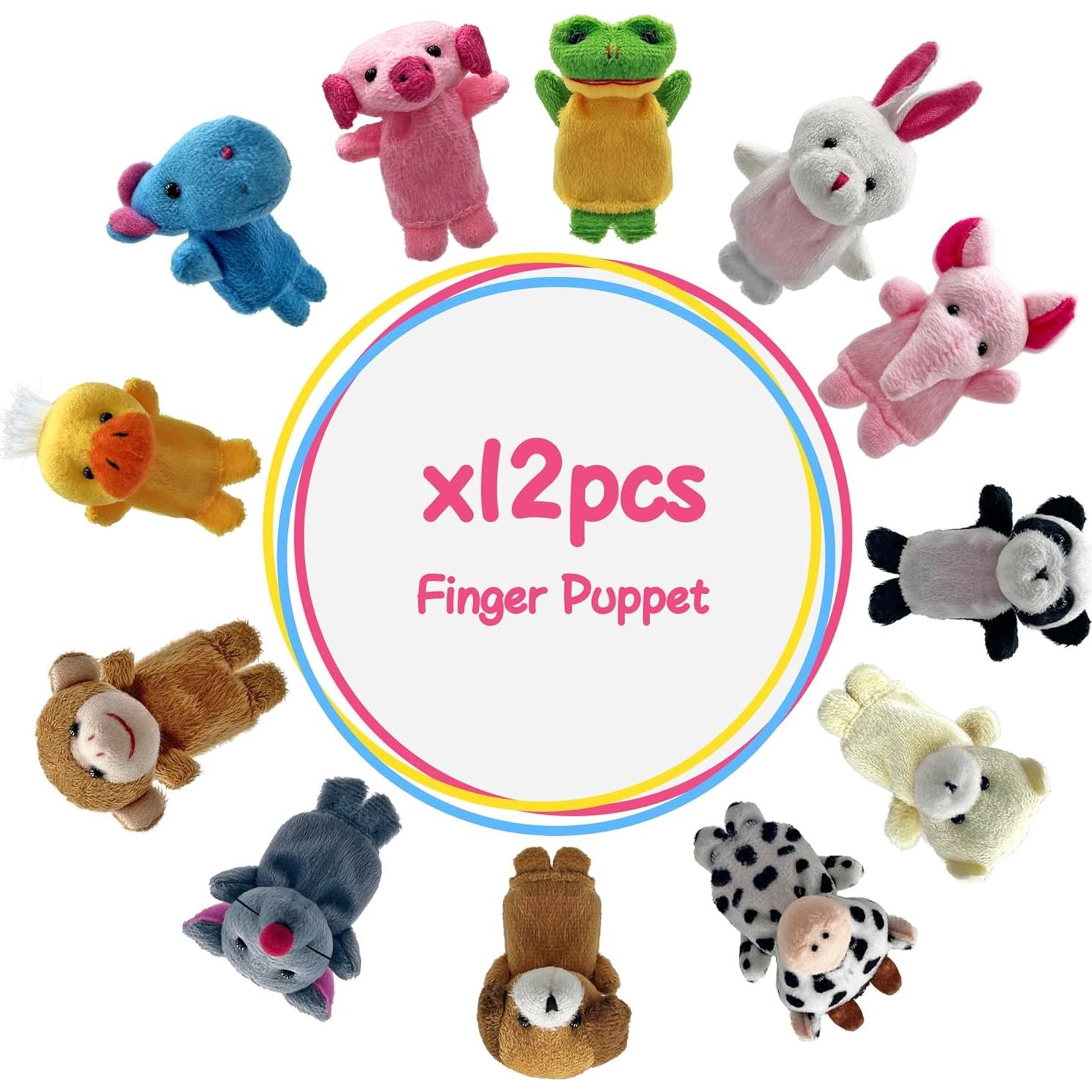 Juego de 12 Títeres de Dedo Animales de Peluche XIPEGPA