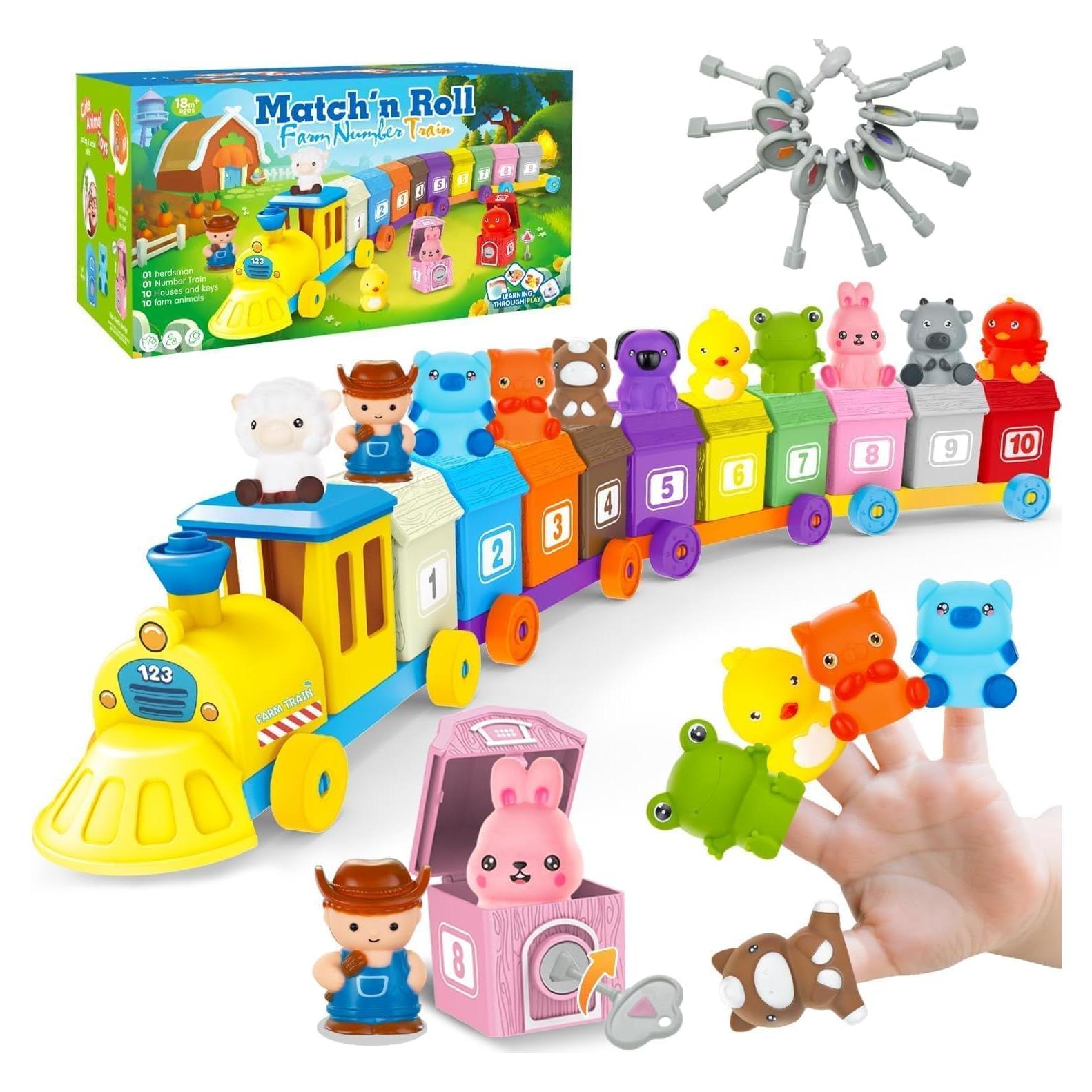 Tren de Animales de Granja BOLZRA con 11 Marionetas y Llaves