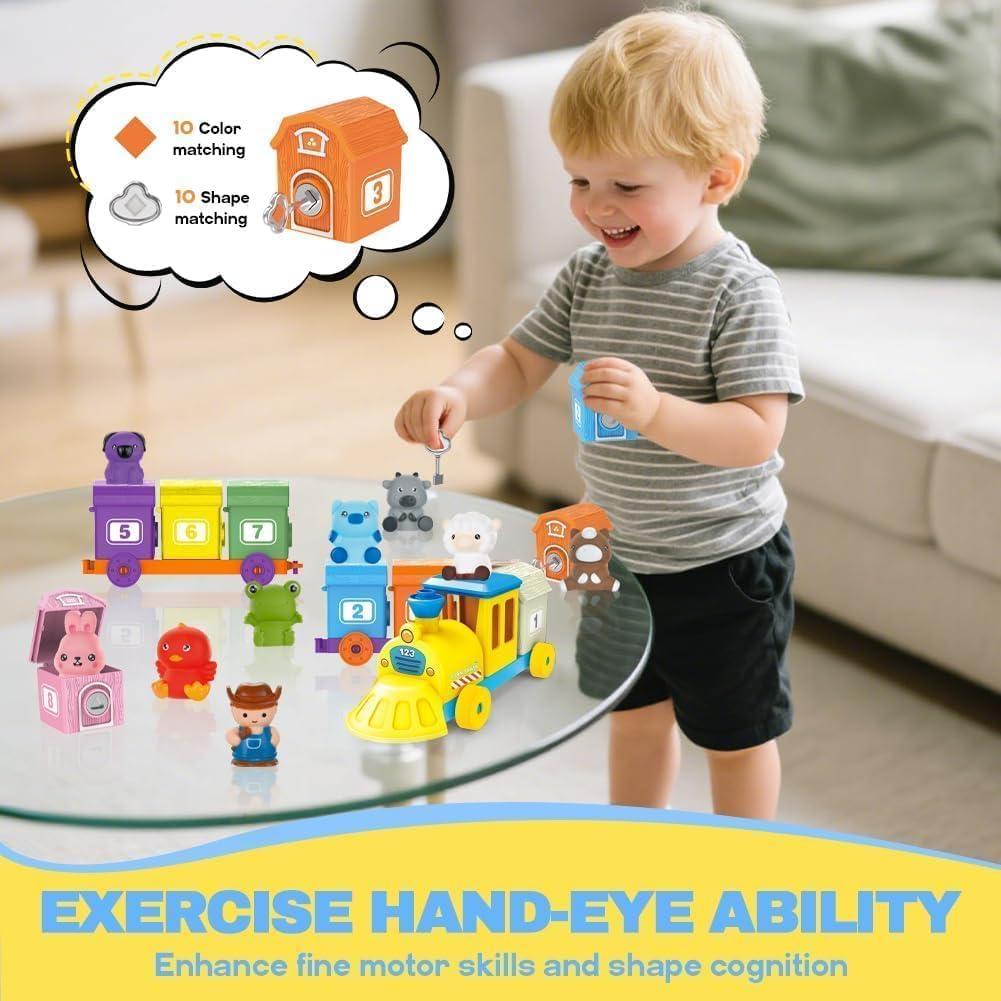 Tren de Animales de Granja BOLZRA con 11 Marionetas y Llaves