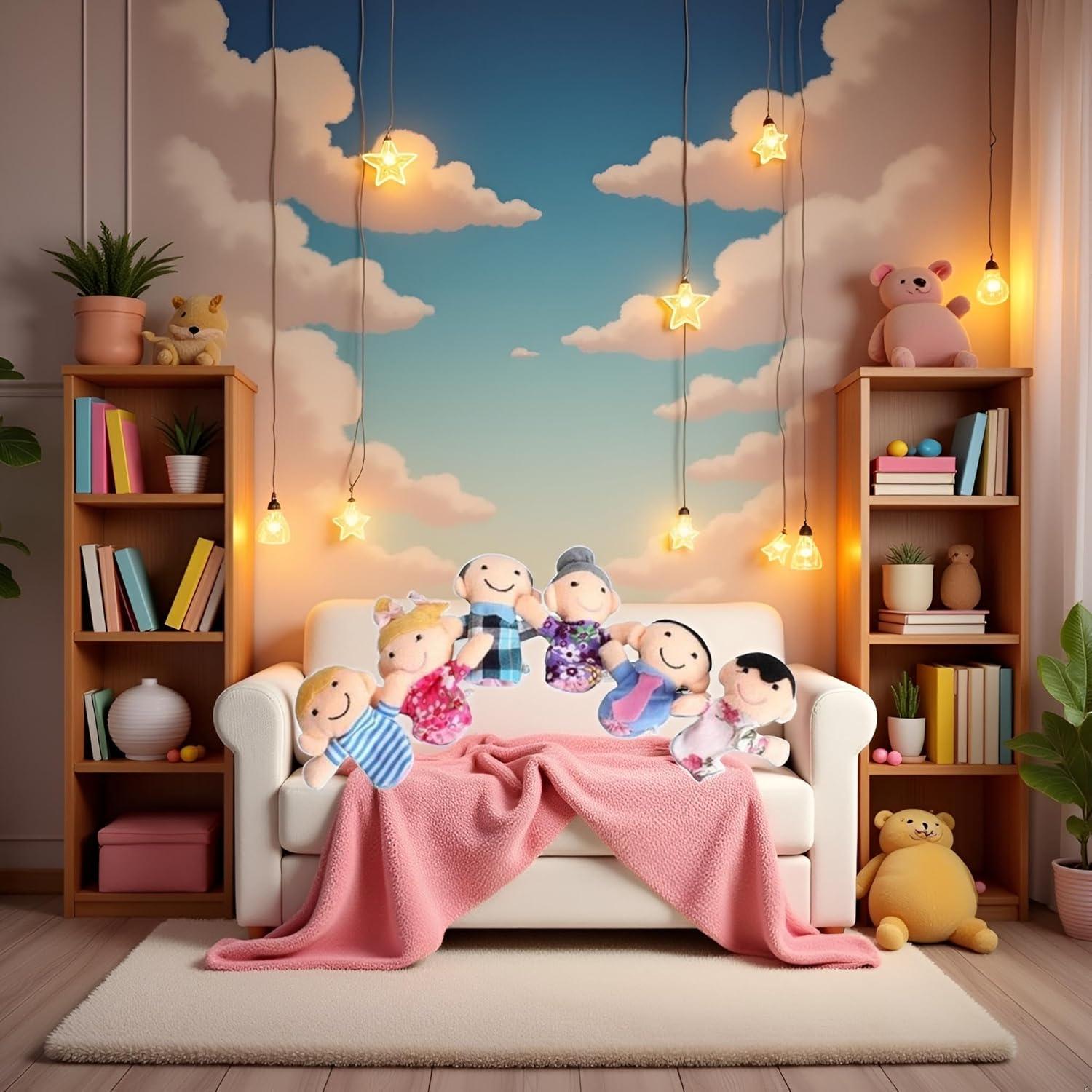 Juego de 6 Mini Títeres de Dedo Fansoftiks - Familia Abuelos