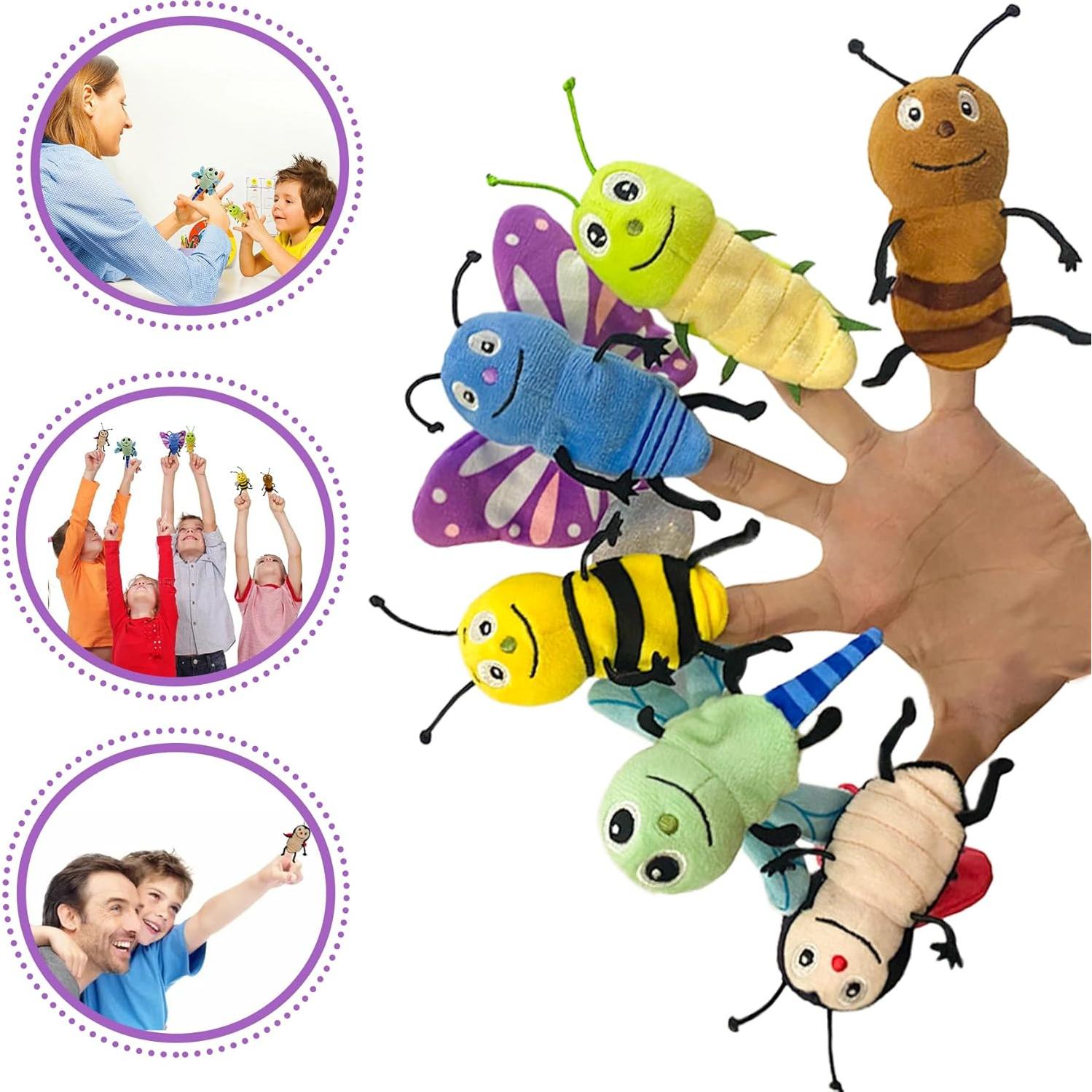 Juego de 6 Marionetas de Dedo Insectos JUSTQUNSEEN