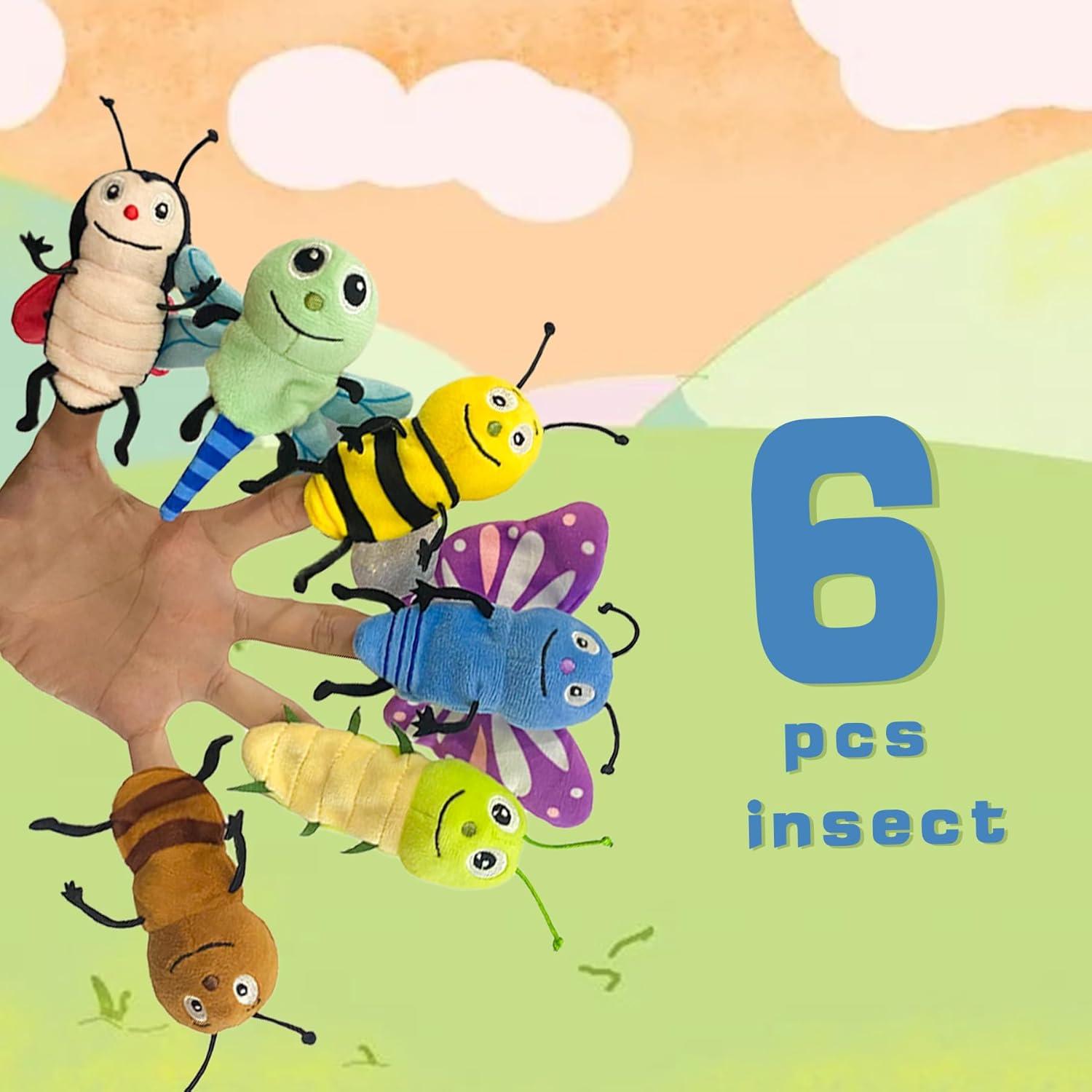 Juego de 6 Marionetas de Dedo Insectos JUSTQUNSEEN