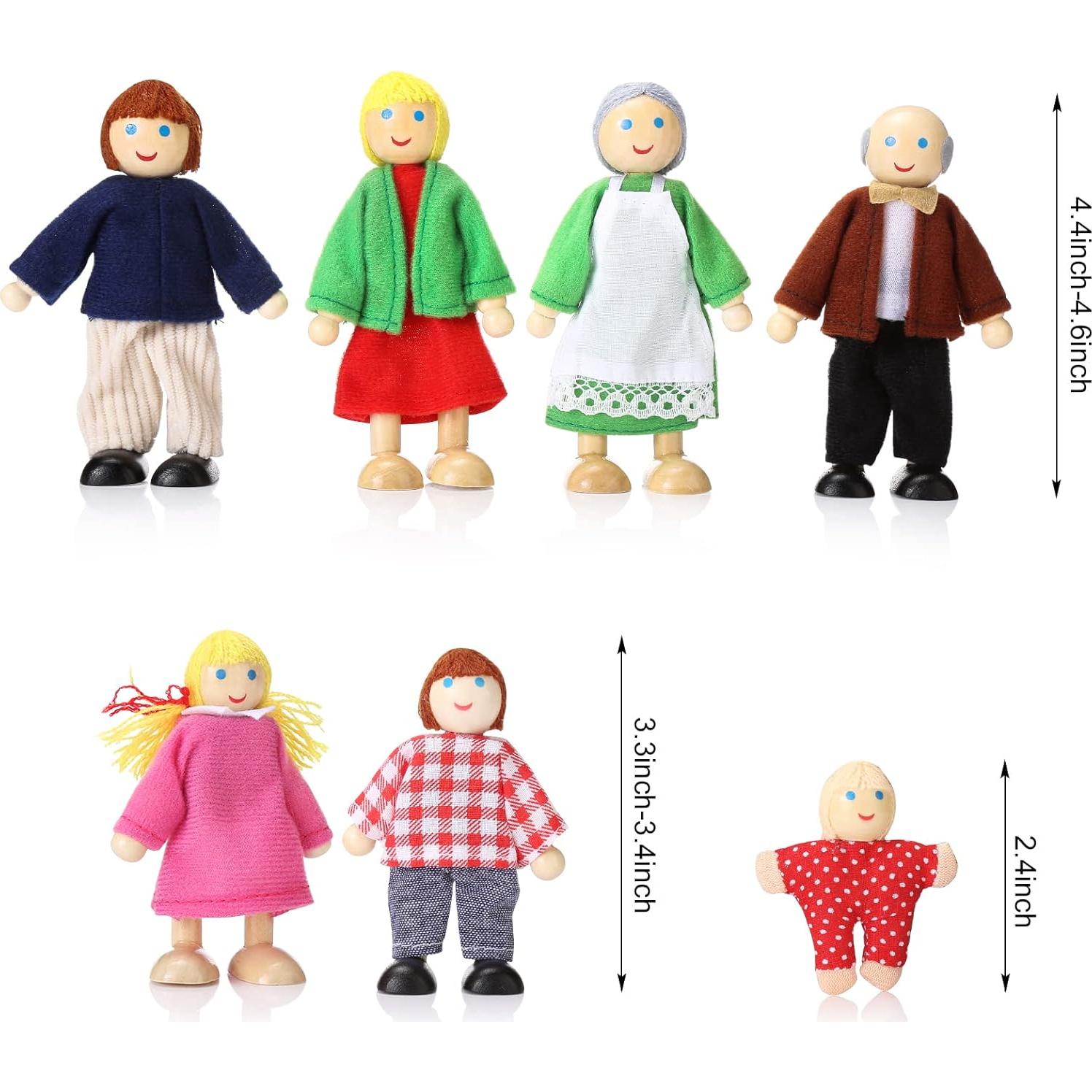 Juego de Muñecas de Madera Posables Jzszera - 7 Figuras