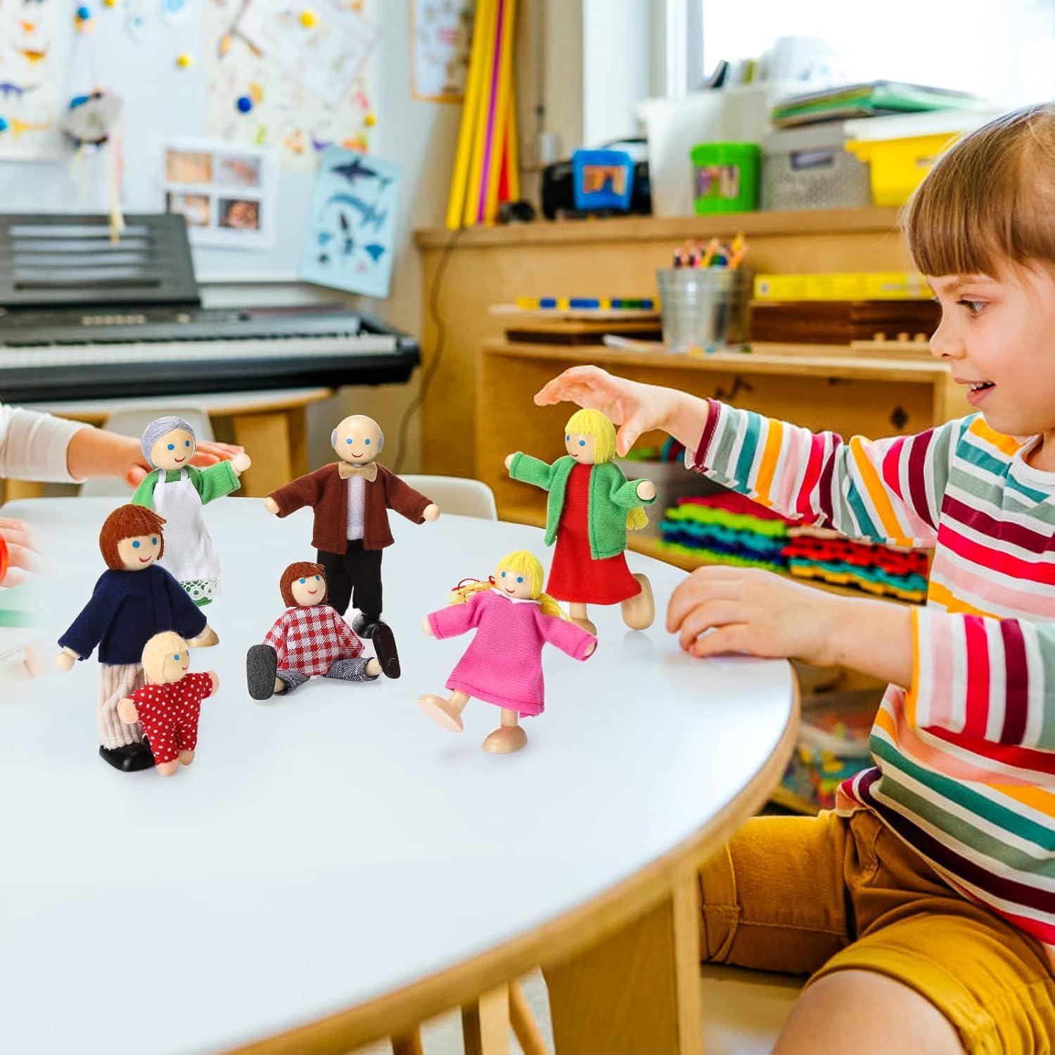 Juego de Muñecas de Madera Posables Jzszera - 7 Figuras