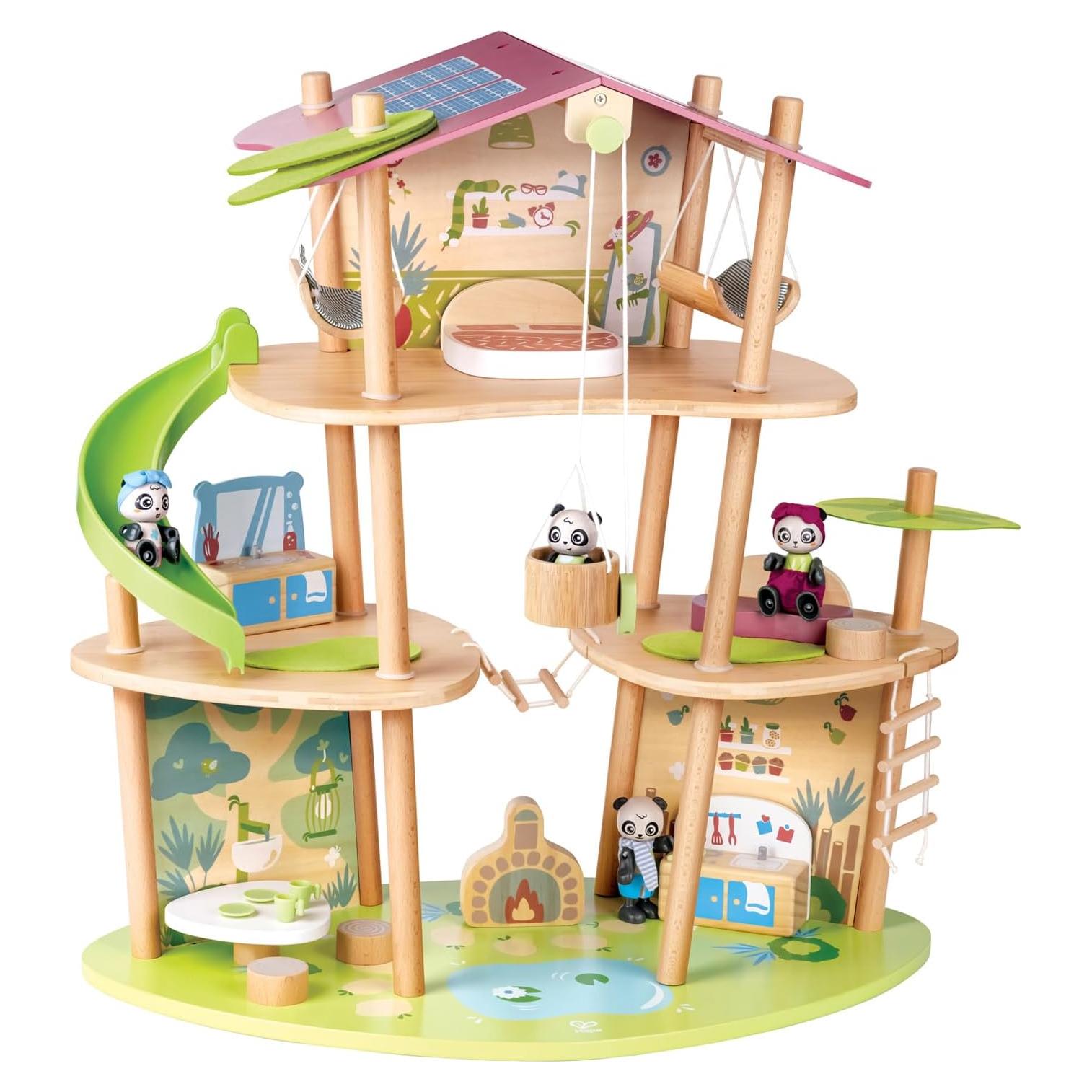 Casa de Muñecas Panda Hape E3413 de Bambú 3 Niveles 60x30x74cm