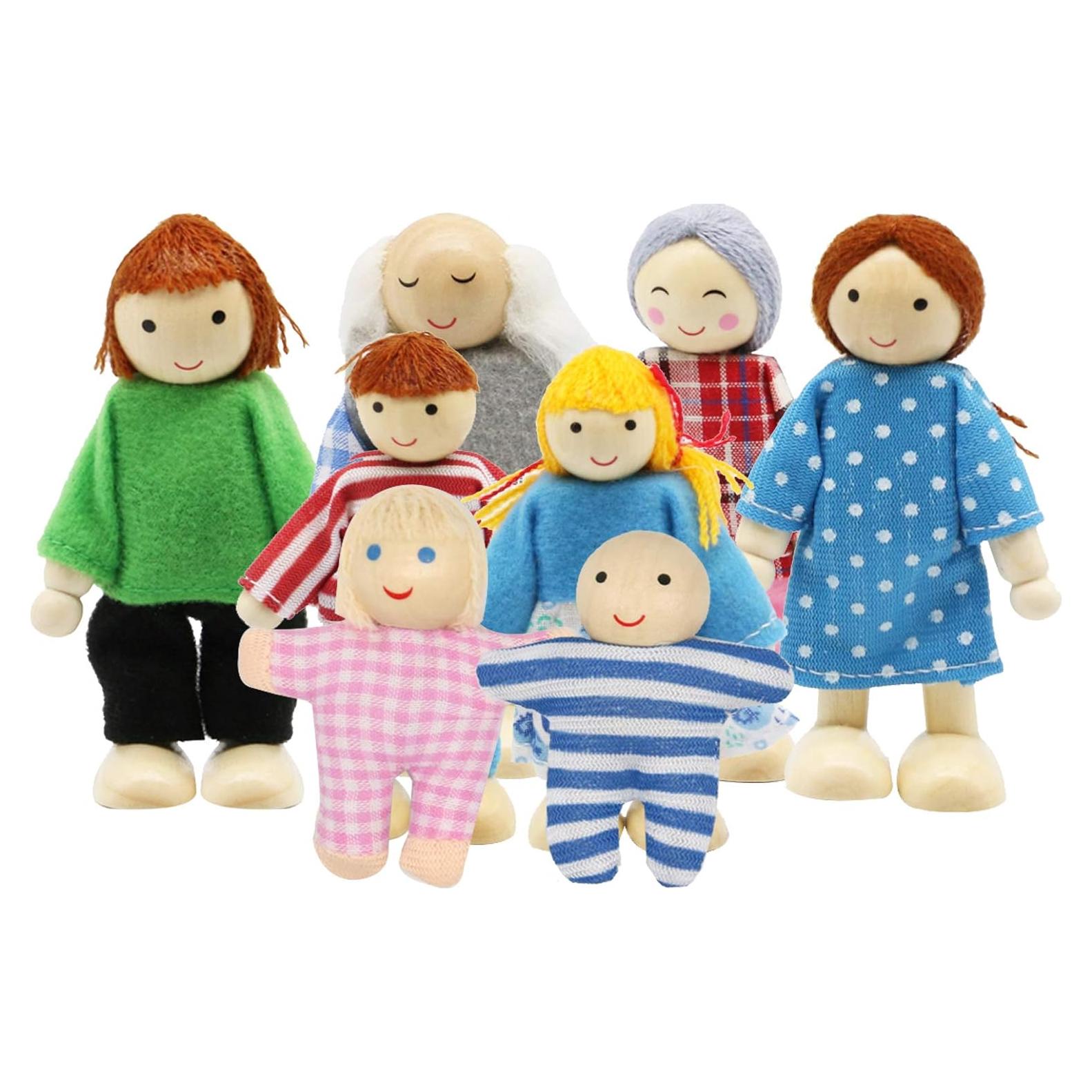 Conjunto de Muñecas de Madera PUCKWAY - 8 Figuras para Niños