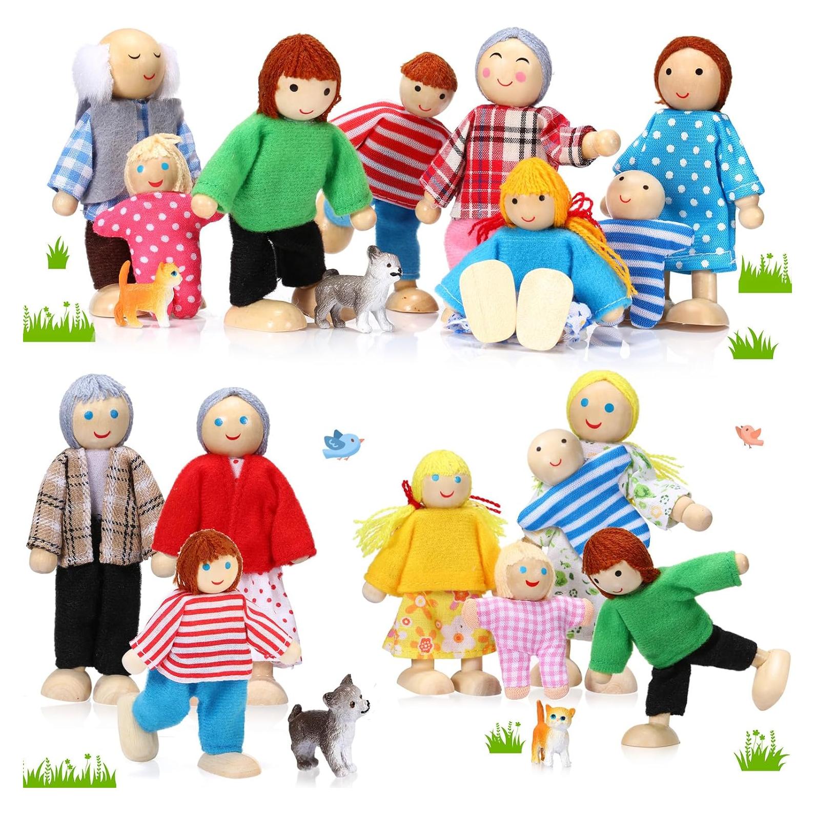 Conjunto de Muñecas de Madera Skylety 20 Piezas para Jugar