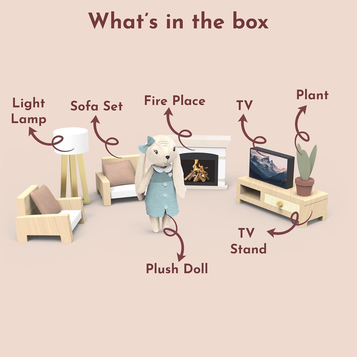 Juego de Sala de Estar Speedy Monkey para Casa de Muñecas - Muebles Miniatura