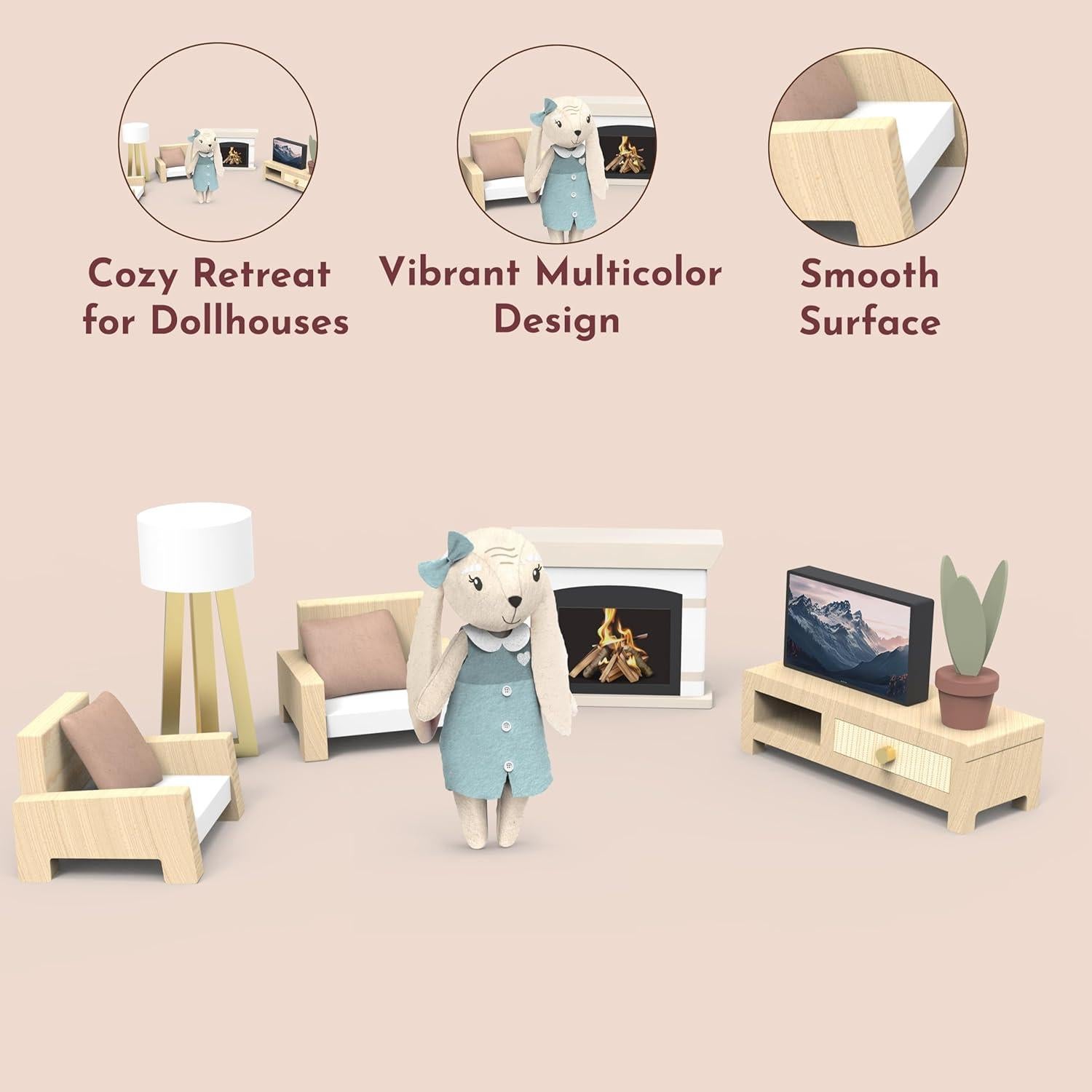 Juego de Sala de Estar Speedy Monkey para Casa de Muñecas - Muebles Miniatura