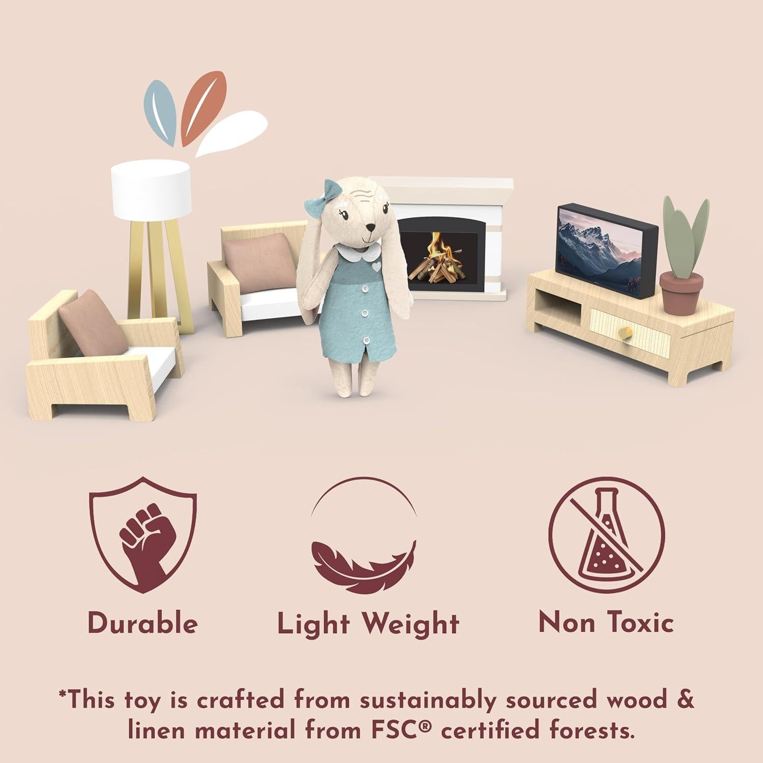 Juego de Sala de Estar Speedy Monkey para Casa de Muñecas - Muebles Miniatura