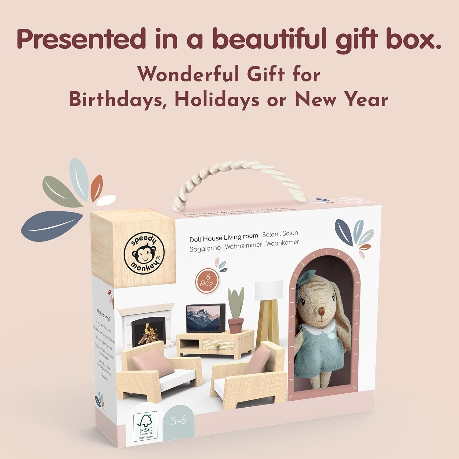 Juego de Sala de Estar Speedy Monkey para Casa de Muñecas - Muebles Miniatura