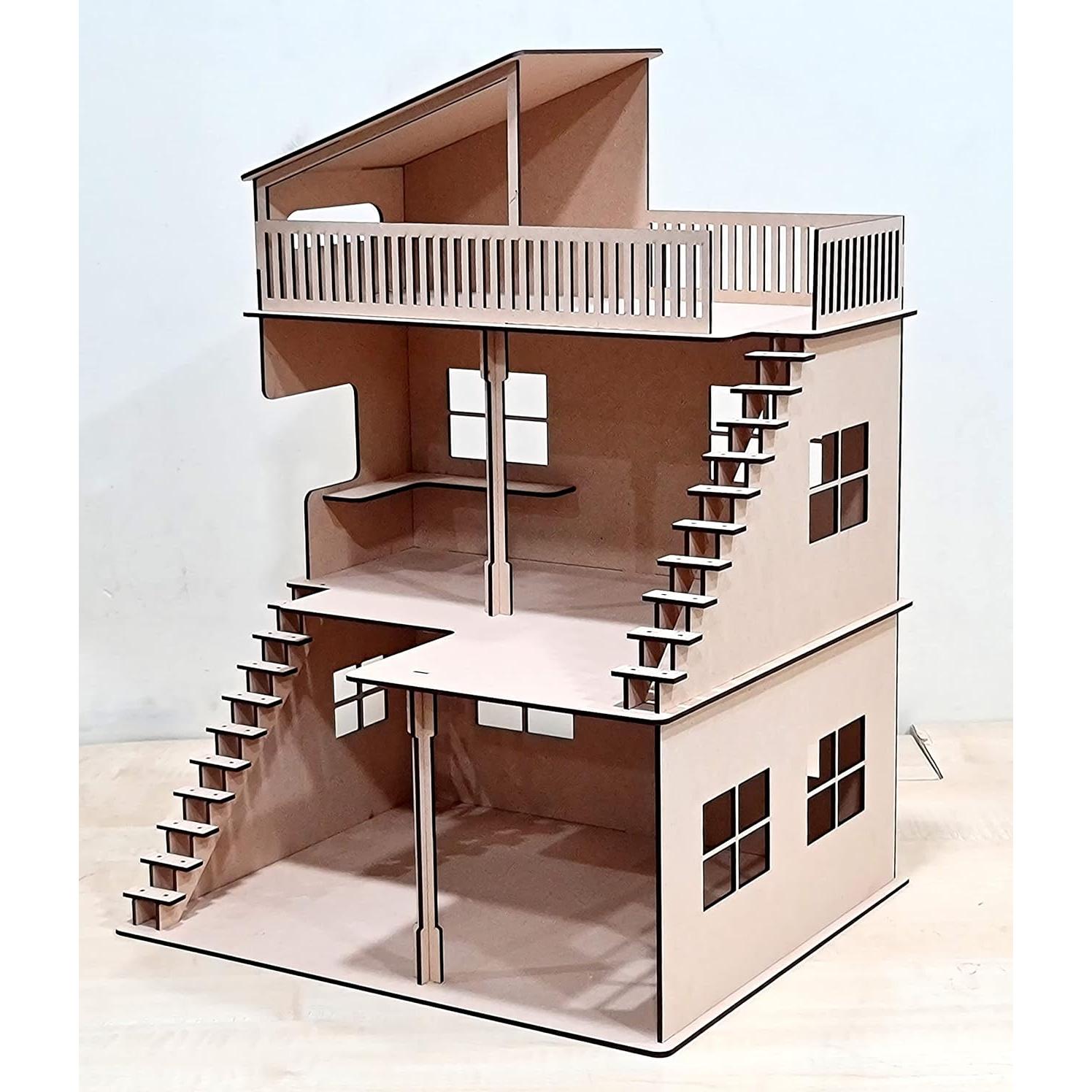 Casa de Muñecas de Madera StonKraft 52.7x31.8x38.1 cm DIY