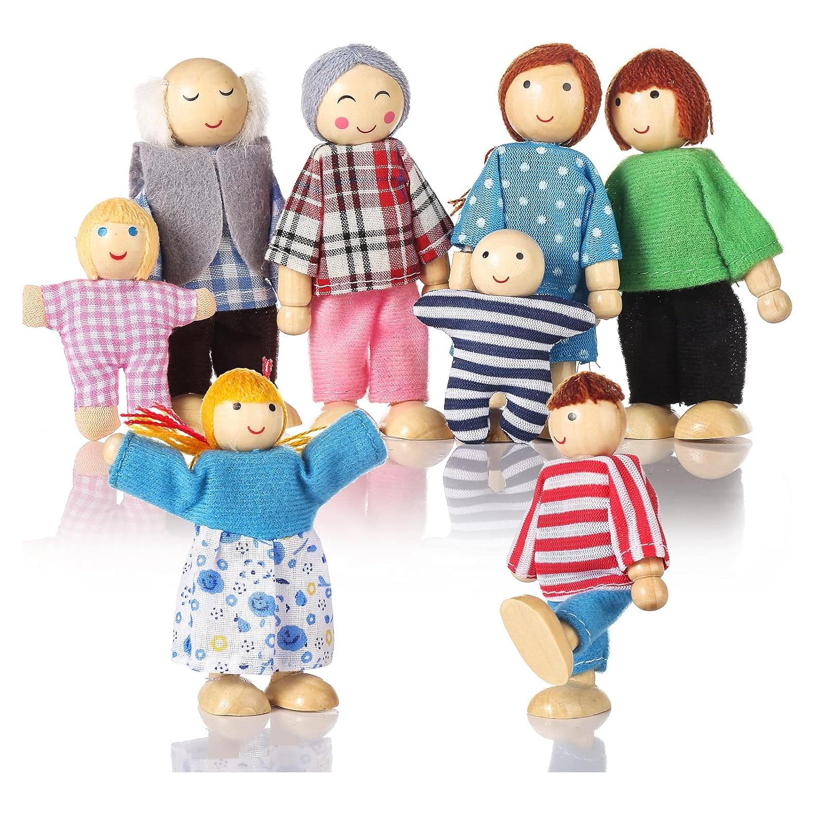 Conjunto de Muñecas de Madera Jzszera - 8 Figuras Familiares