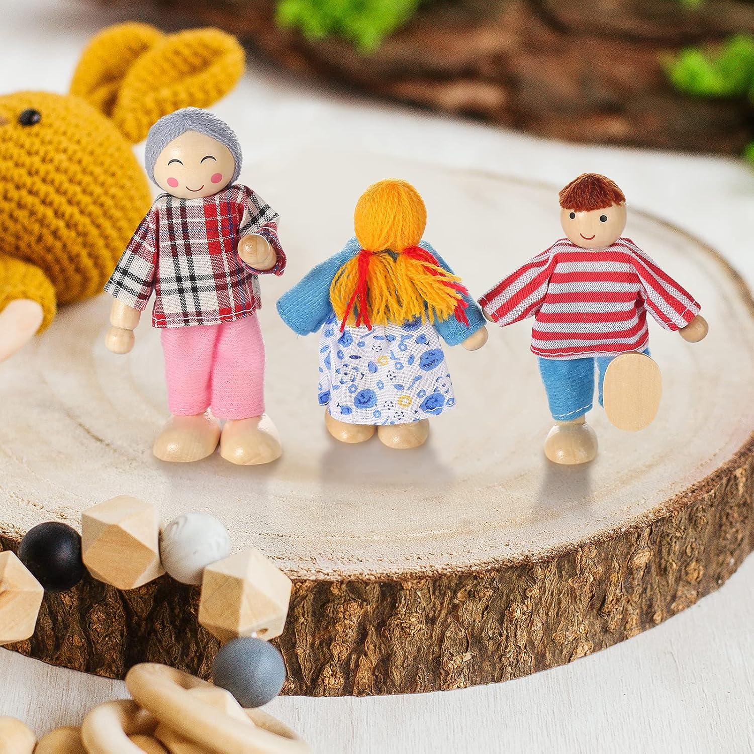 Conjunto de Muñecas de Madera Jzszera - 8 Figuras Familiares