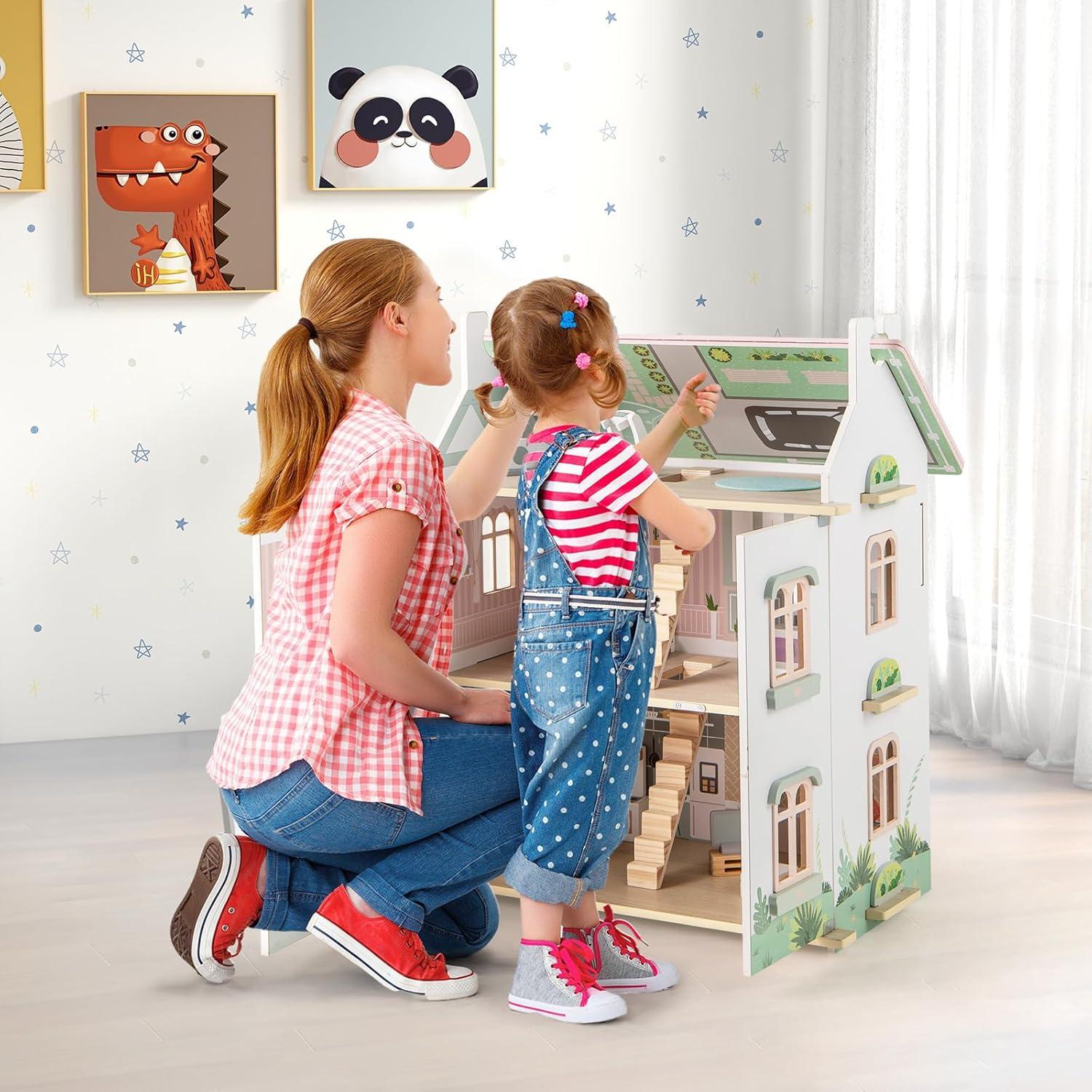 Casa de Muñecas HONEY JOY de Madera 3 Pisos 19 Accesorios