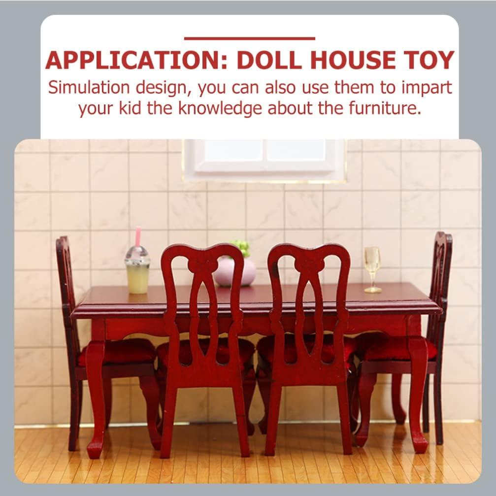 Conjunto de Mesa y Sillas de Comedor Miniatura NUOBESTY 1:12