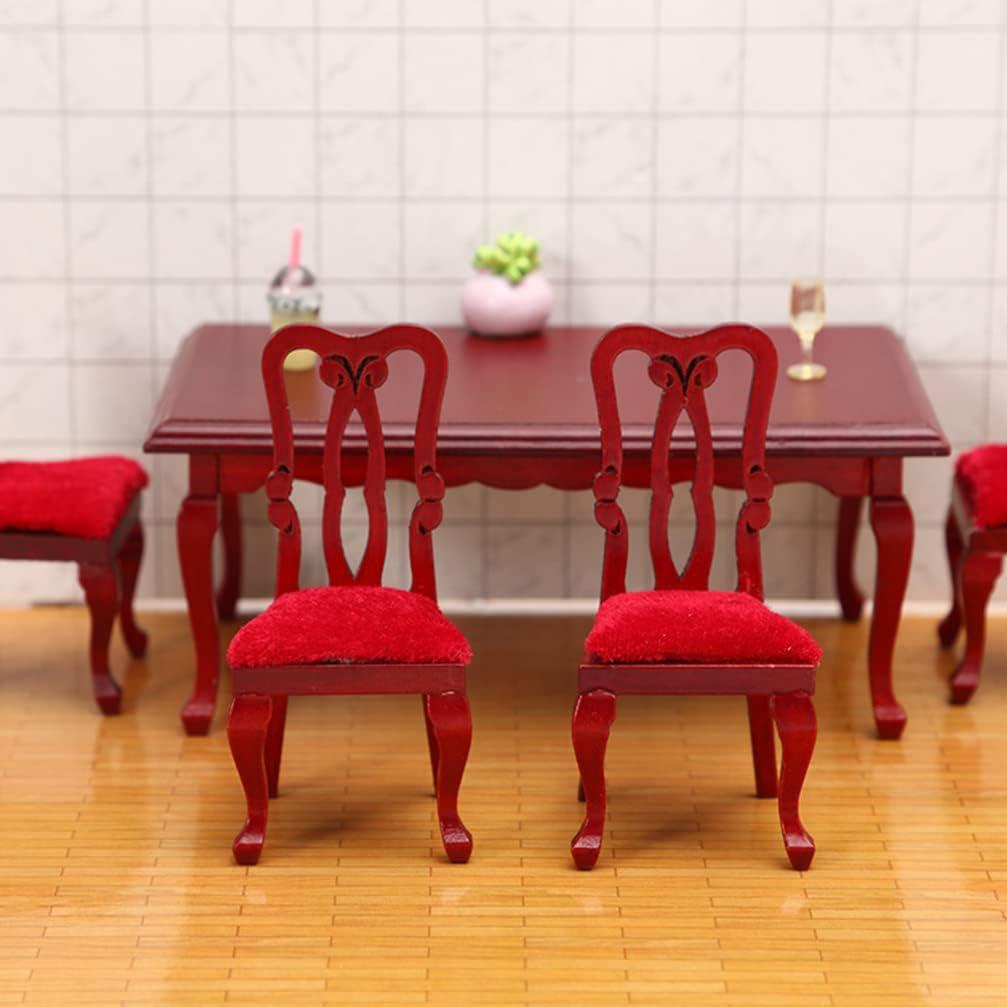 Conjunto de Mesa y Sillas de Comedor Miniatura NUOBESTY 1:12
