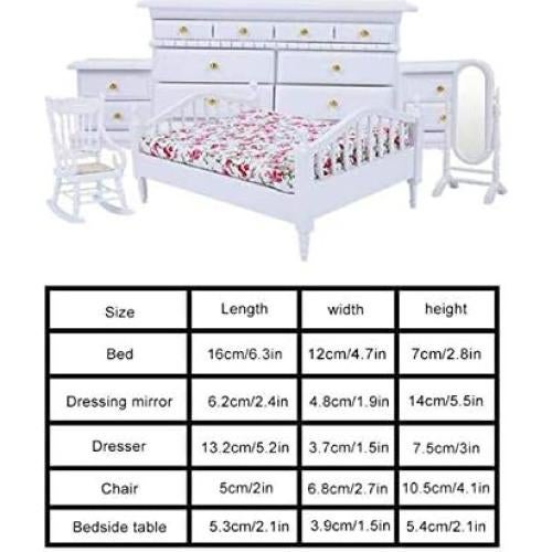 Conjunto de Muebles Miniatura 1:12 EatingBiting - Cama, Silla, Espejo