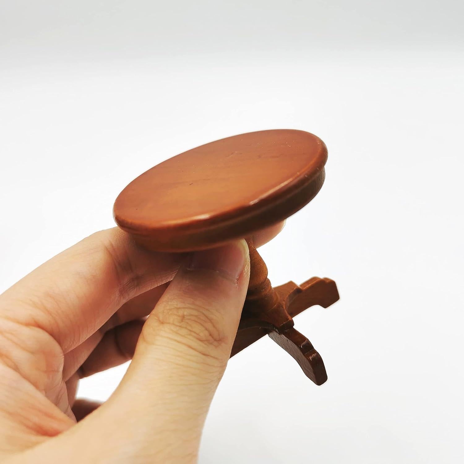 Mesa Miniatura Redonda de Madera SXFSE para Casa de Muñecas