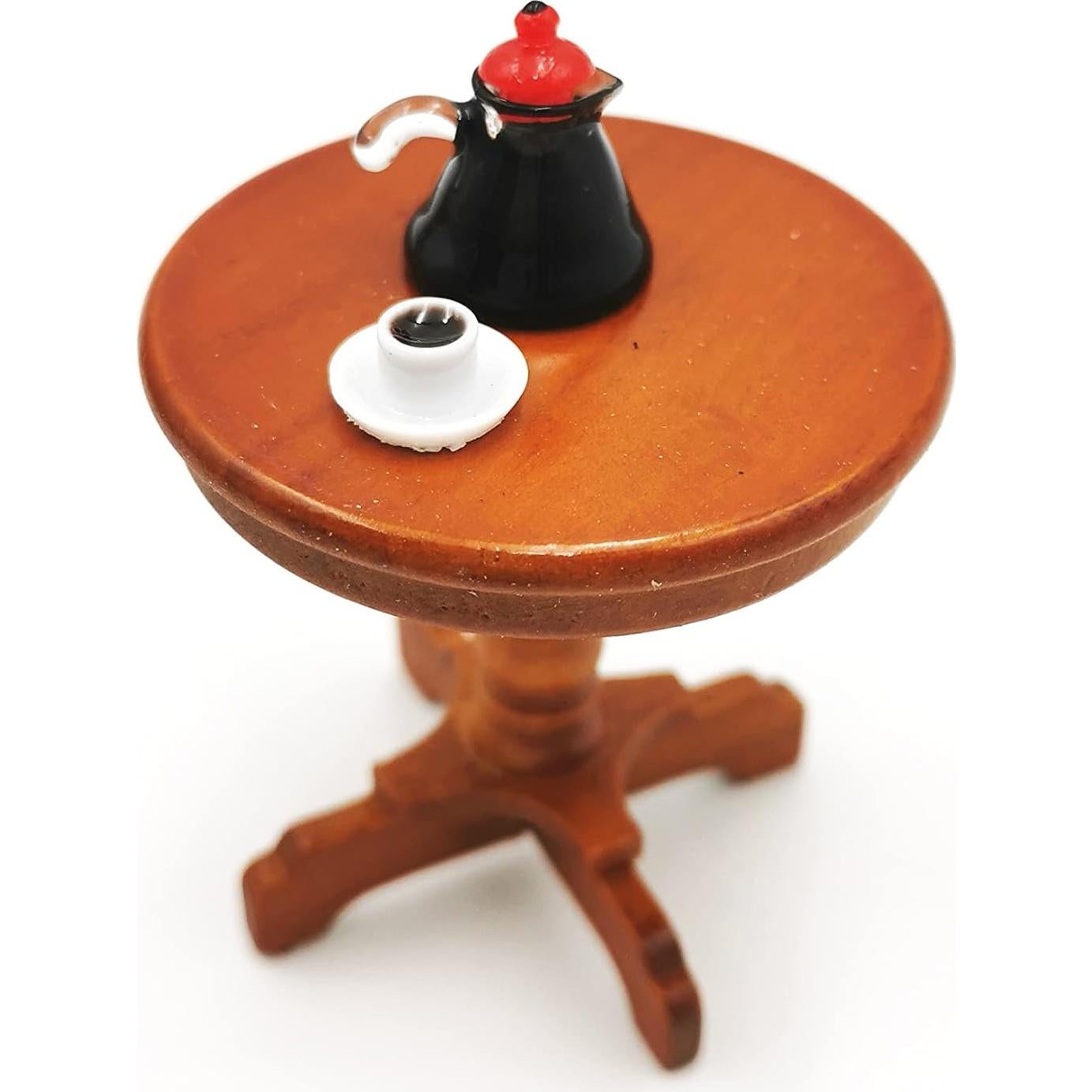 Mesa Miniatura Redonda de Madera SXFSE para Casa de Muñecas