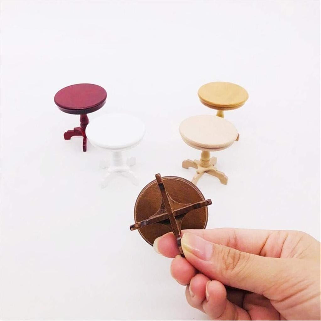 Mesa Miniatura Redonda de Madera SXFSE para Casa de Muñecas