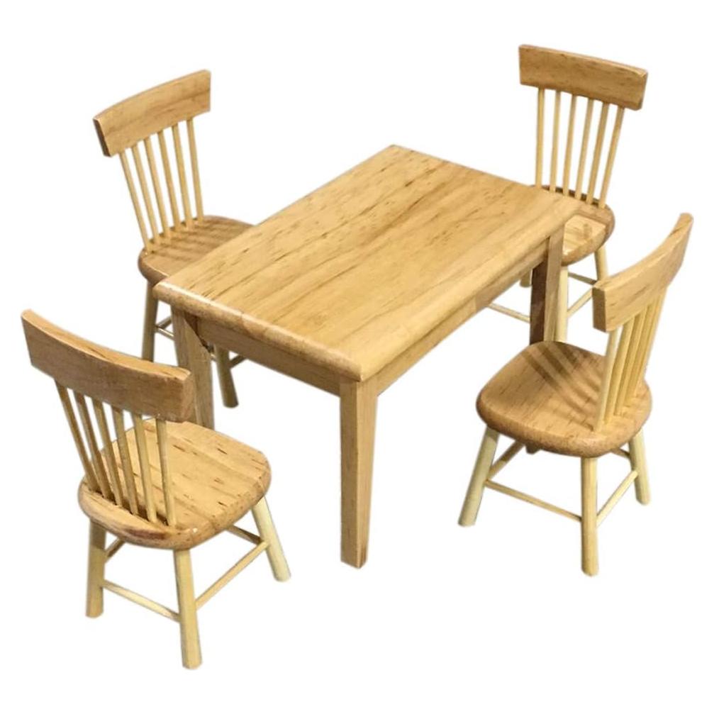 Conjunto de Mesa y Sillas de Madera para Casa de Muñecas 1:12 SXFSE