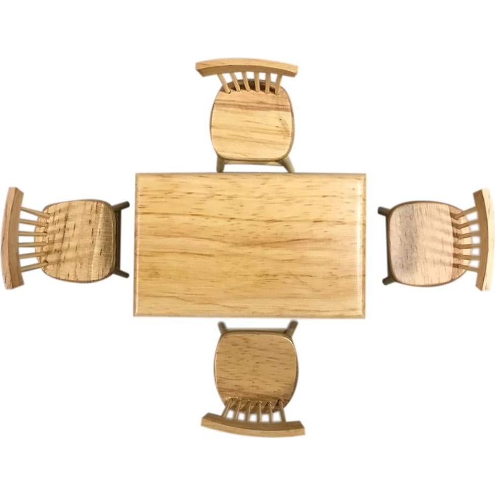 Conjunto de Mesa y Sillas de Madera para Casa de Muñecas 1:12 SXFSE