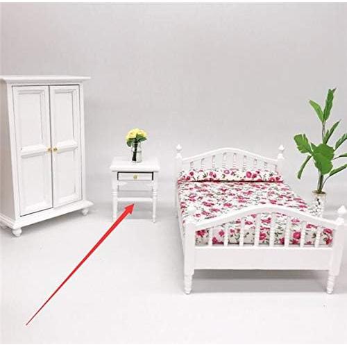 Mesa de Noche de Madera Blanca EatingBiting 1:12 con Cajón