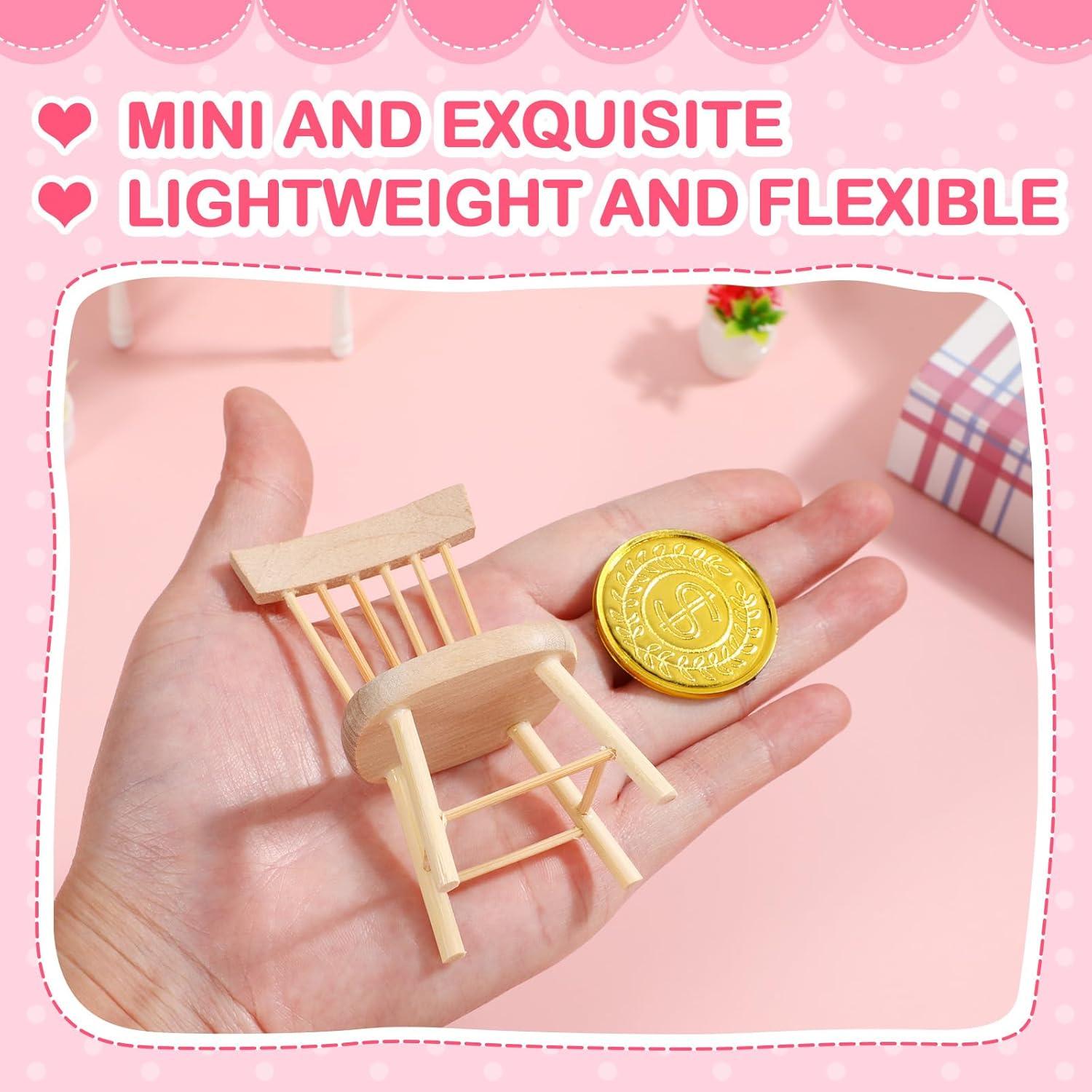 Juego de 6 sillas miniatura Toyvian para casa de muñecas 4x8cm