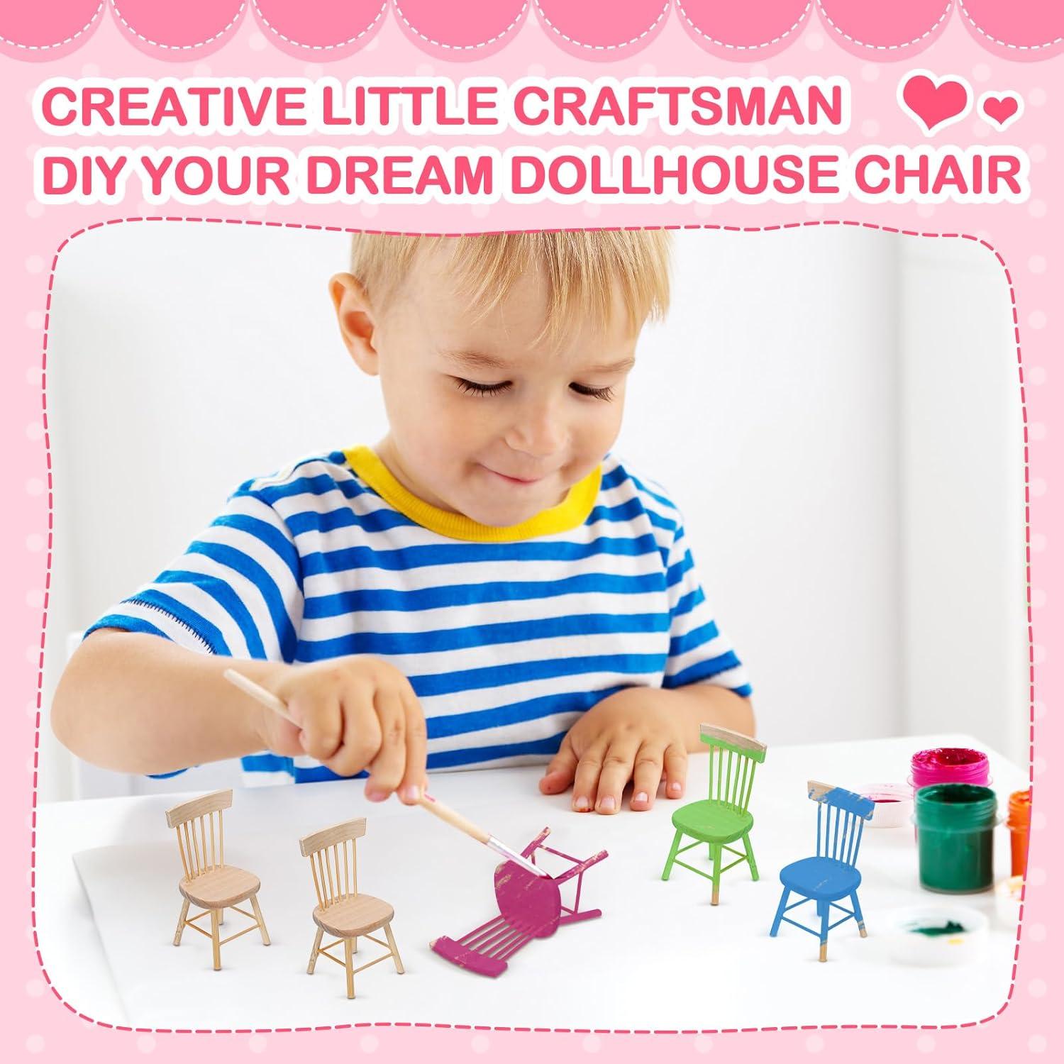 Juego de 6 sillas miniatura Toyvian para casa de muñecas 4x8cm