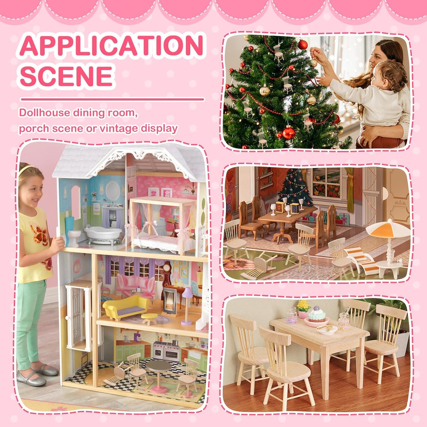 Juego de 6 sillas miniatura Toyvian para casa de muñecas 4x8cm