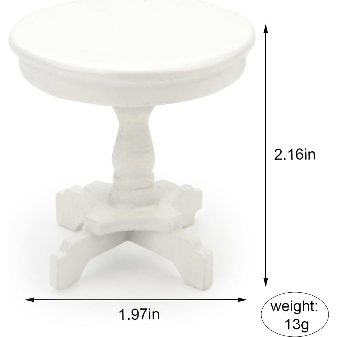 Mesa de Té Miniatura Cutemini 1:12 Madera Blanca 5x5.5 cm
