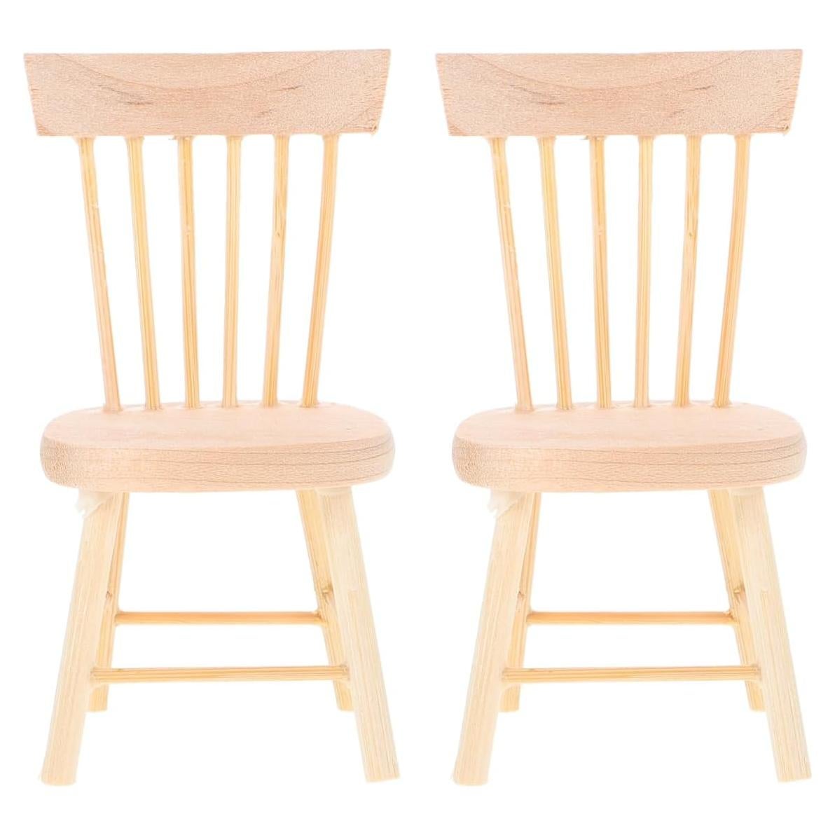 Sillas de Muñeca de Madera Gadpiparty 2 Pcs Beige 1/12
