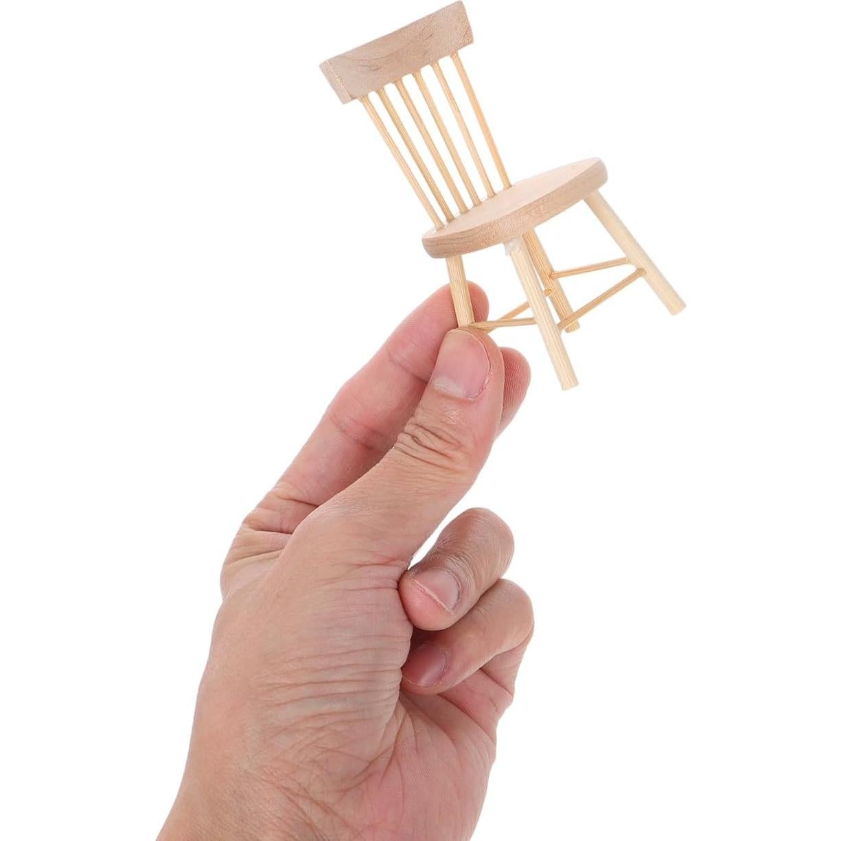 Sillas de Muñeca de Madera Gadpiparty 2 Pcs Beige 1/12