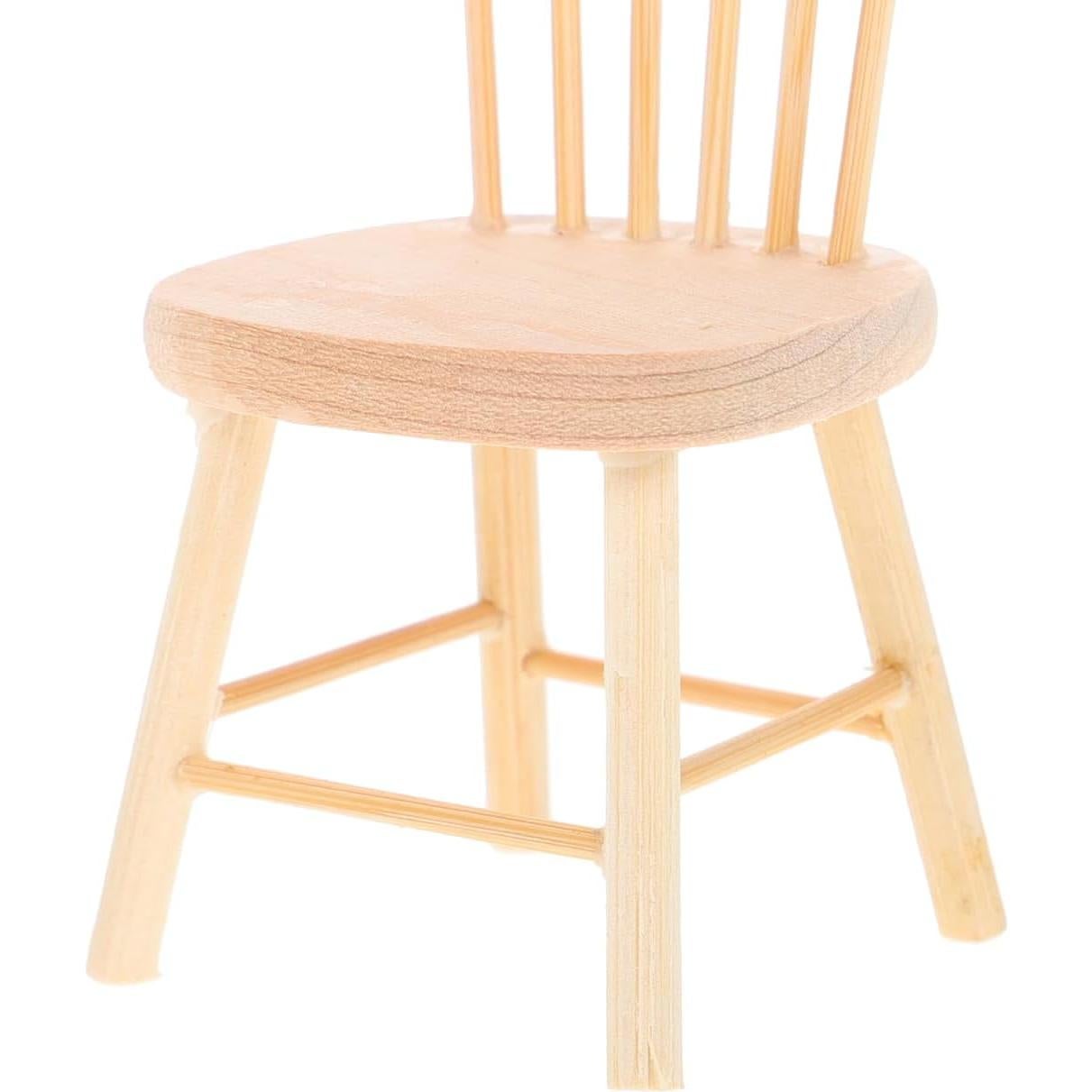 Sillas de Muñeca de Madera Gadpiparty 2 Pcs Beige 1/12