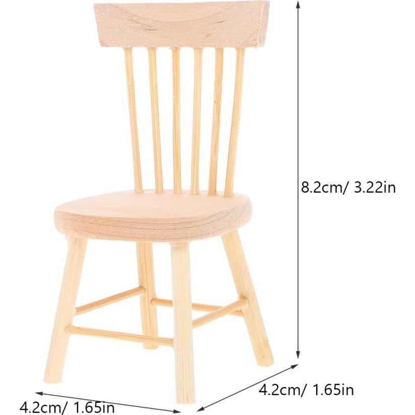 Sillas de Muñeca de Madera Gadpiparty 2 Pcs Beige 1/12